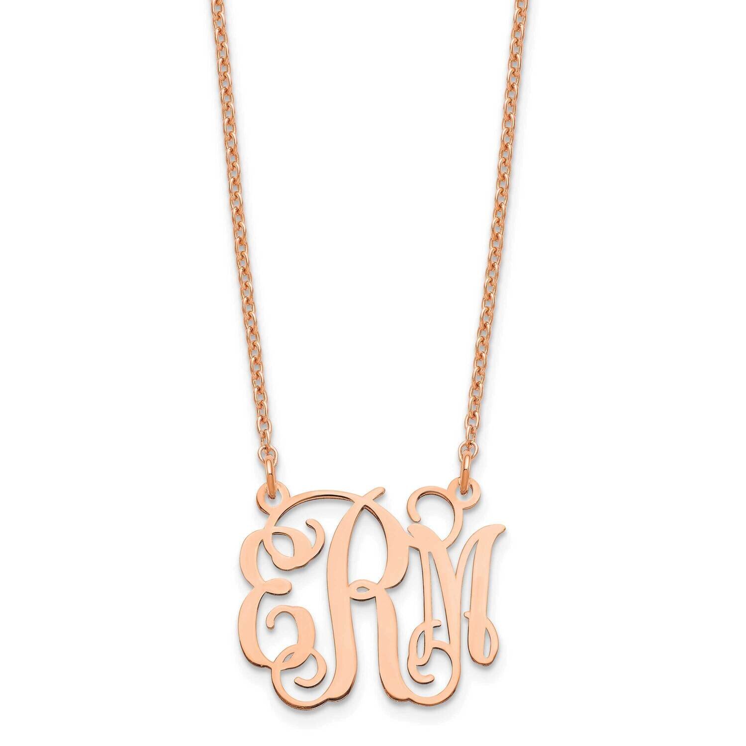 Rode-Plated Polished Monogram Necklace Sterling Silver XNA528RP, MPN: XNA528RP,