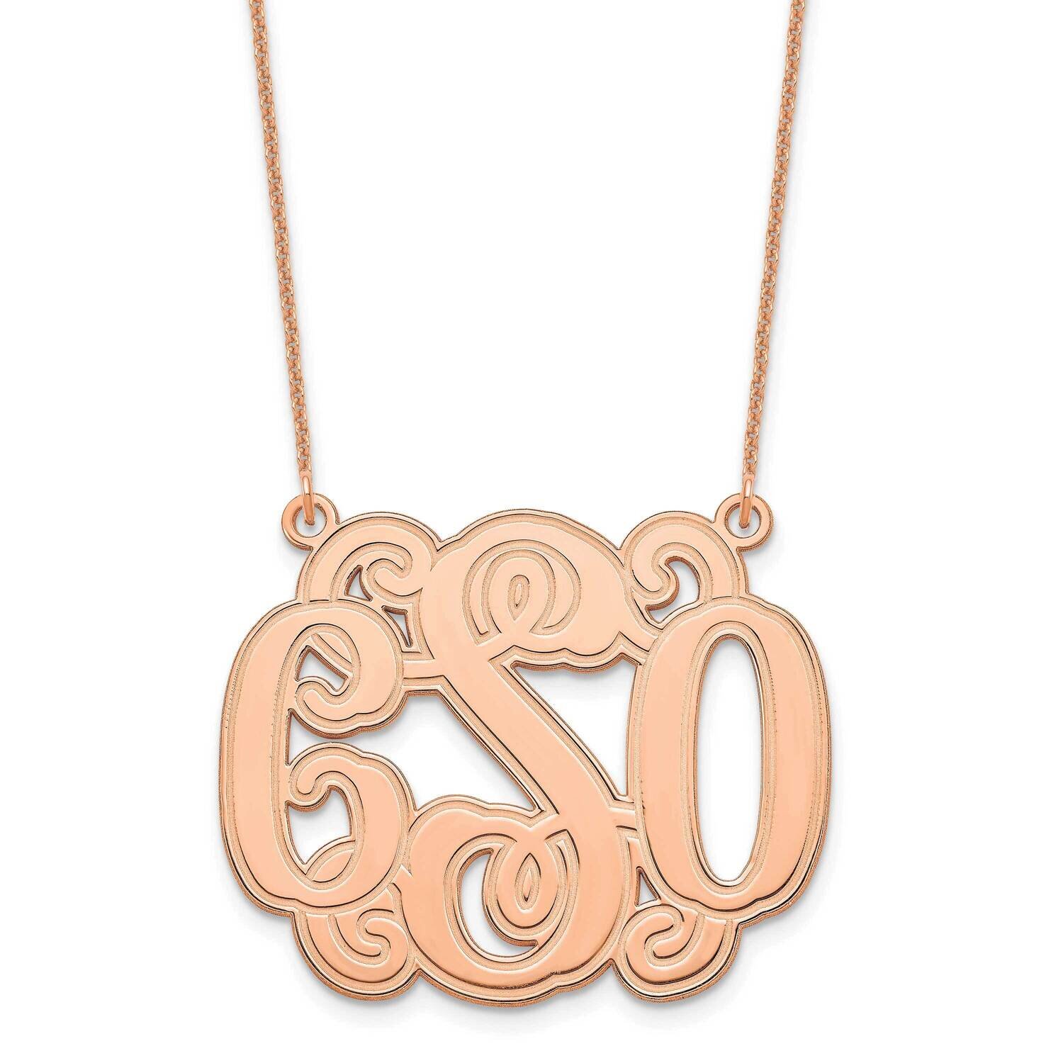 Polished Etched Outline Monogram Necklace 14k Rose Gold Medium XNA540R, MPN: XNA540R,