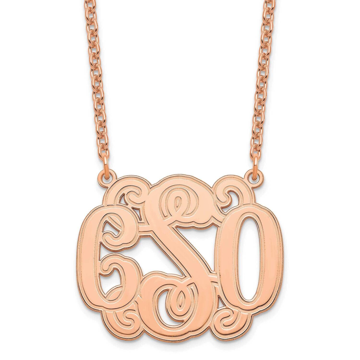 Ss Rose-Plated Medium Etched Outline Monogram Necklace XNA540RP, MPN: XNA540RP,