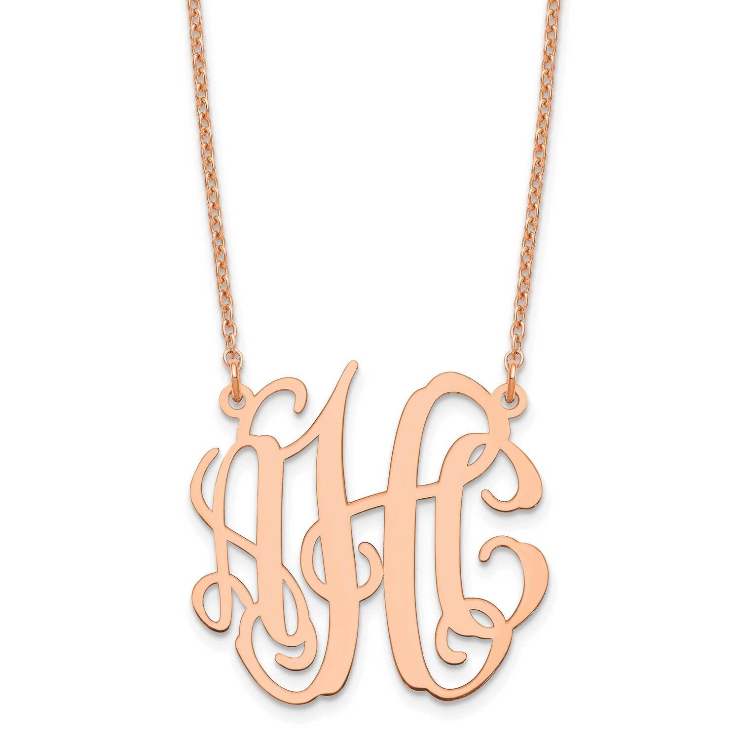 Small Polished Monogram Necklace Sterling Silver Rose-plated XNA547RP