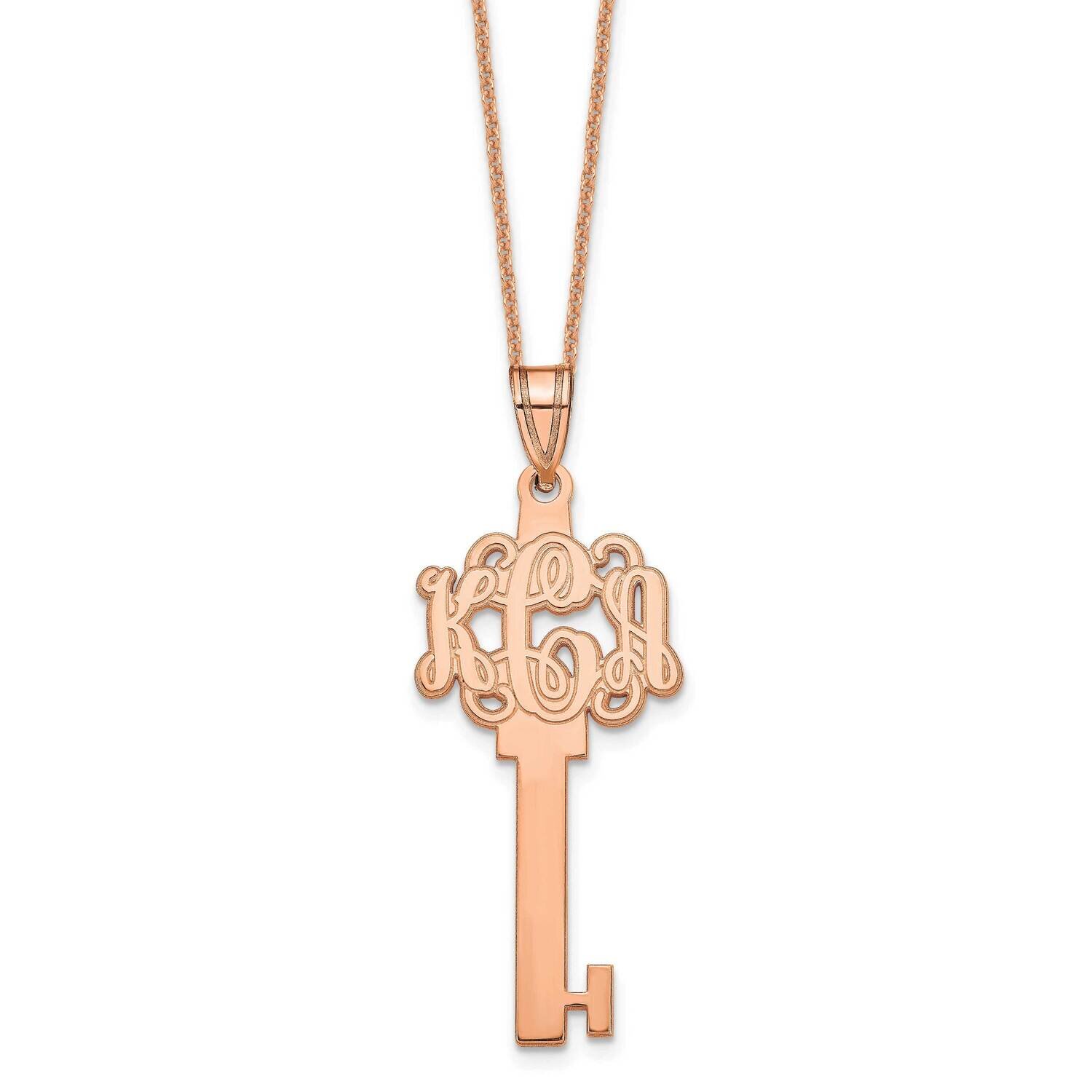 Monogram Key Necklace 14k Rose Gold Polished XNA557R, MPN: XNA557R,