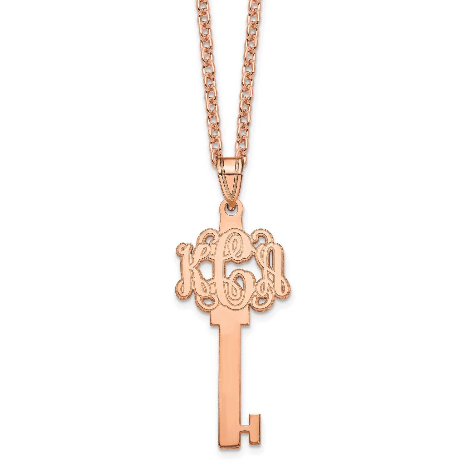 Polished Monogram Key Necklace Sterling Silver Rose-plated XNA557RP