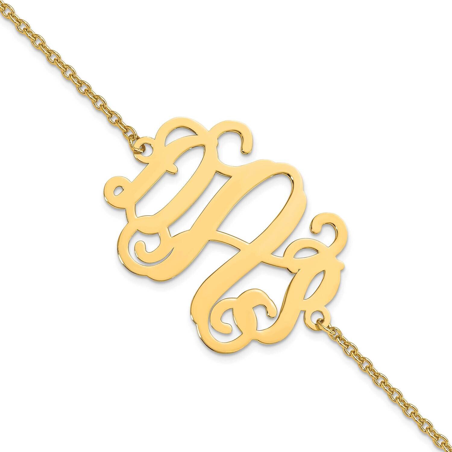 Polished Monogram Chain Bracelet 7.5 Inch Sterling Silver Gold-plated XNA561GP, MPN: XNA561GP,