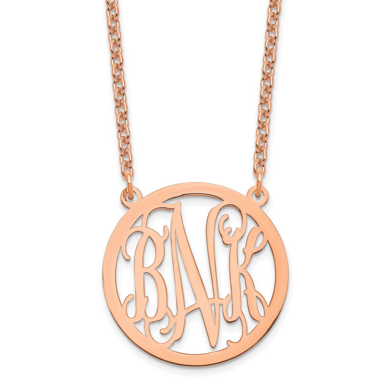 Rose-Plated Small Circle Monogram Necklace Sterling Silver XNA563RP
