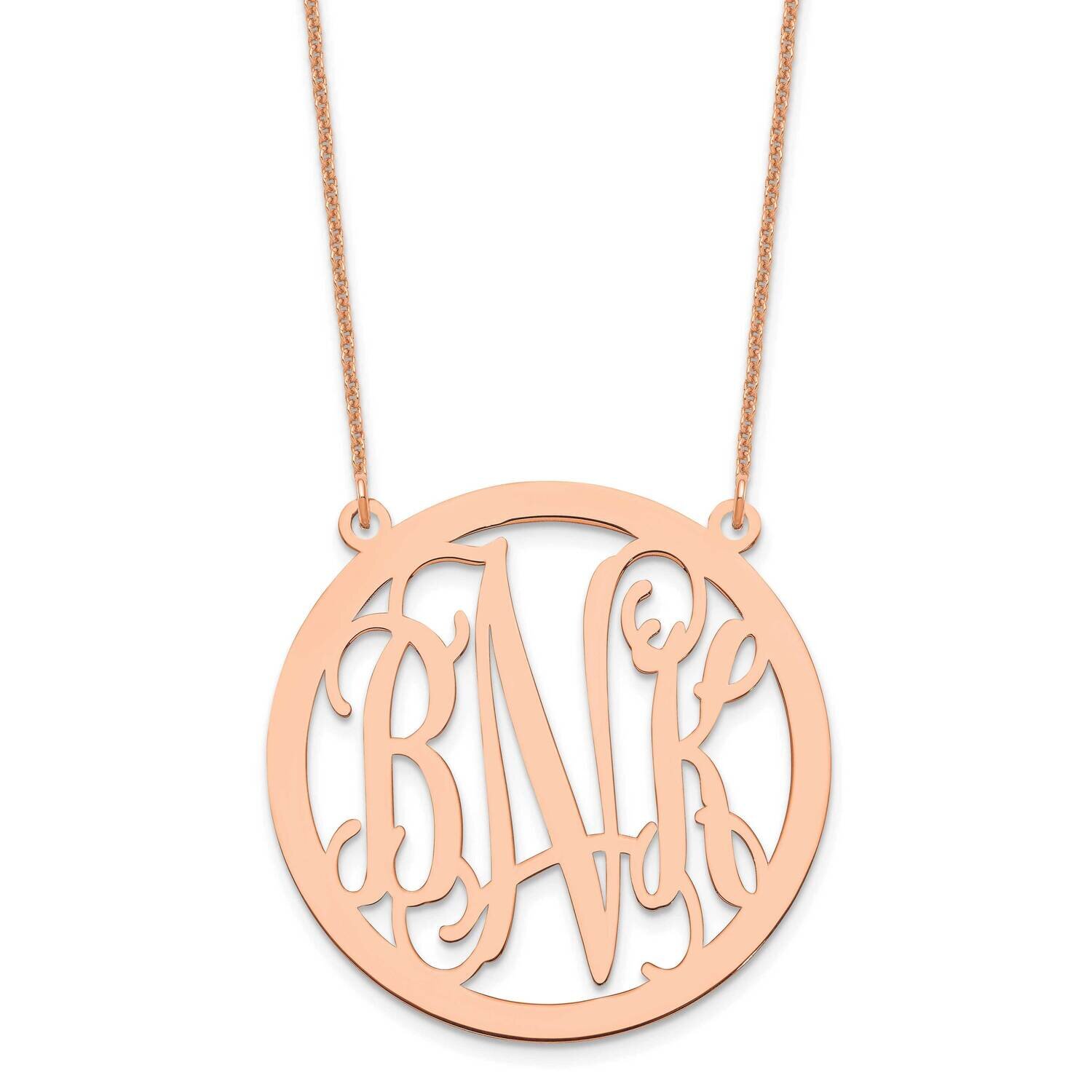 Circle Monogram Necklace 14k Rose Gold Large XNA564R