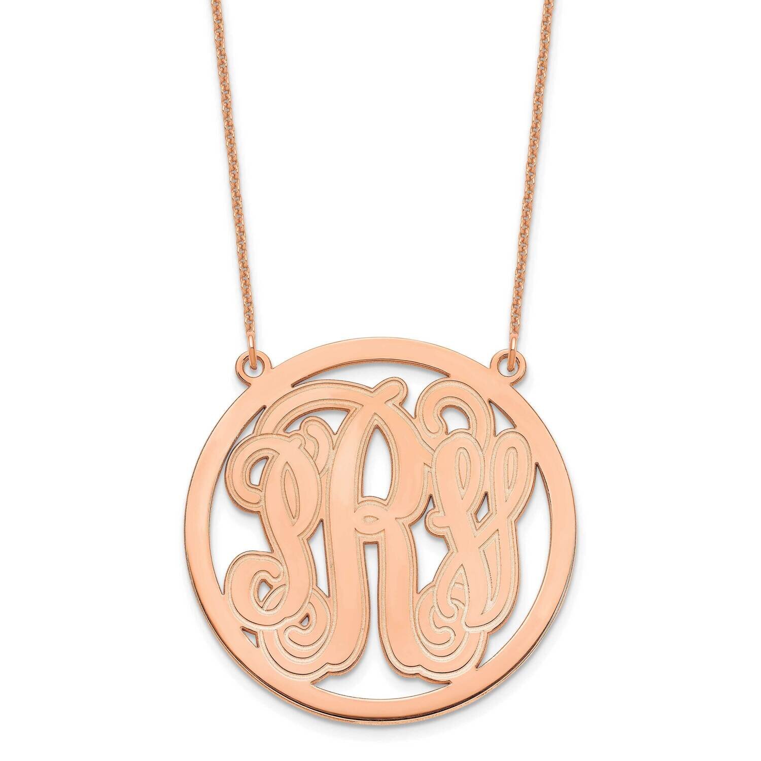 Etched Monogram Circle Necklace 14k Rose Gold Large XNA565R