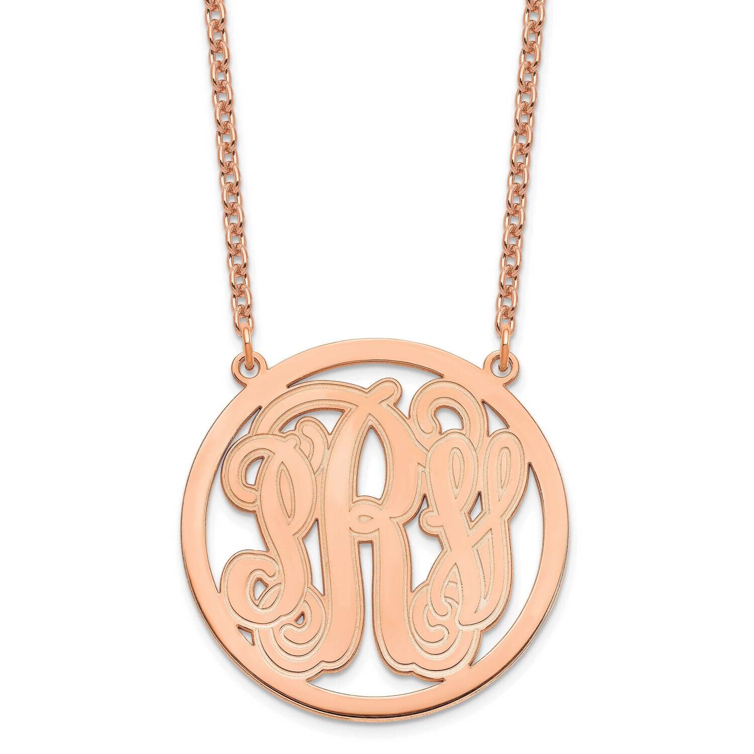 Large Etched Monogram Circle Necklace Sterling Silver Rose-plated XNA565RP