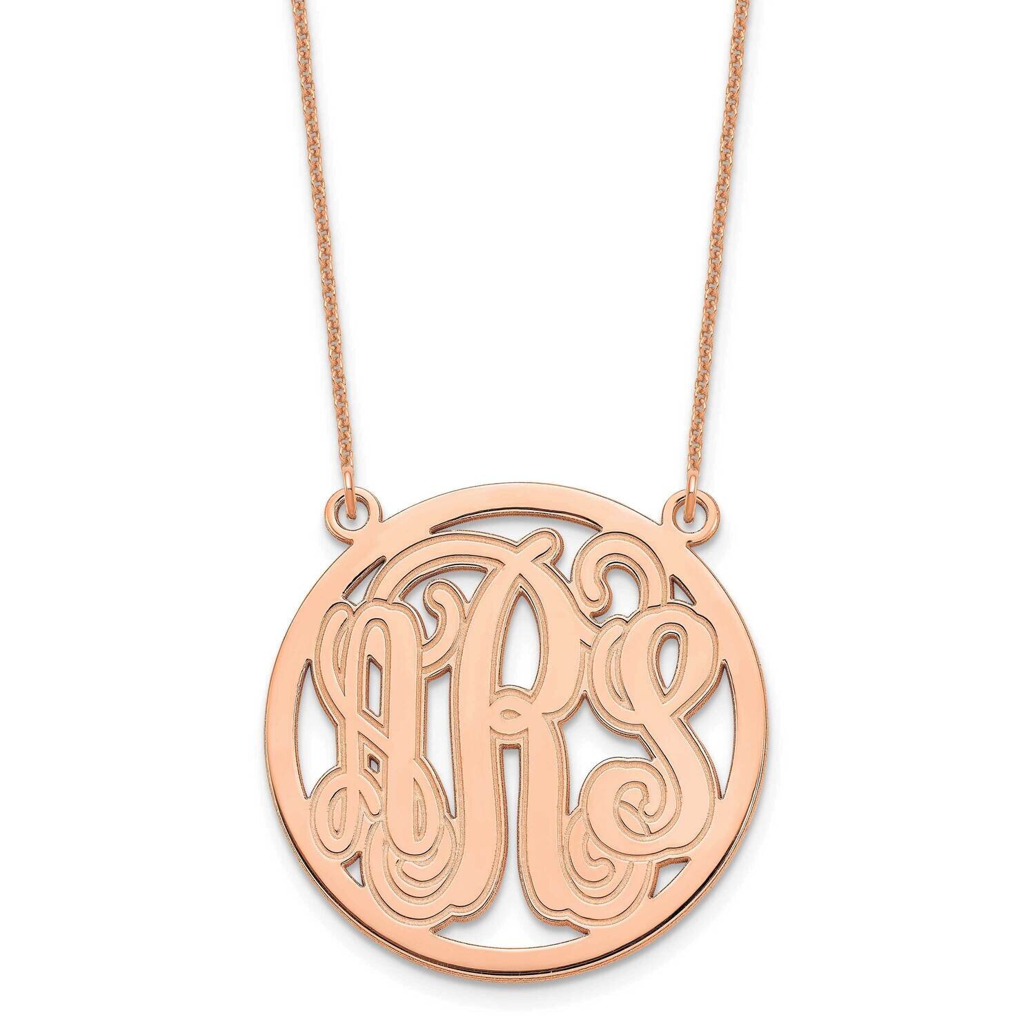 Etched Monogram Circle Necklace 14k Rose Gold Small XNA566R