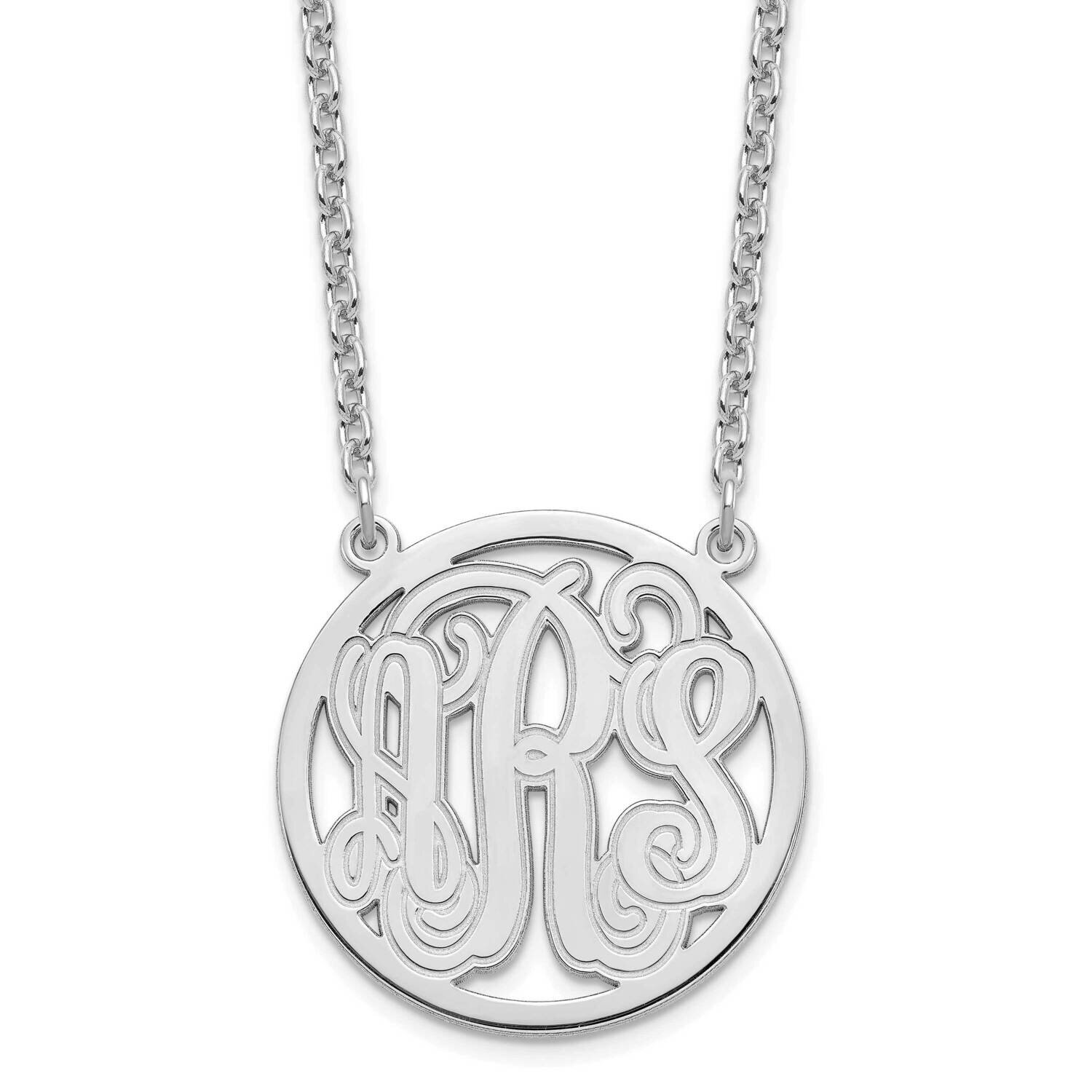 Small Etched Monogram Circle Necklace Sterling Silver Rhodium-plated XNA566SS