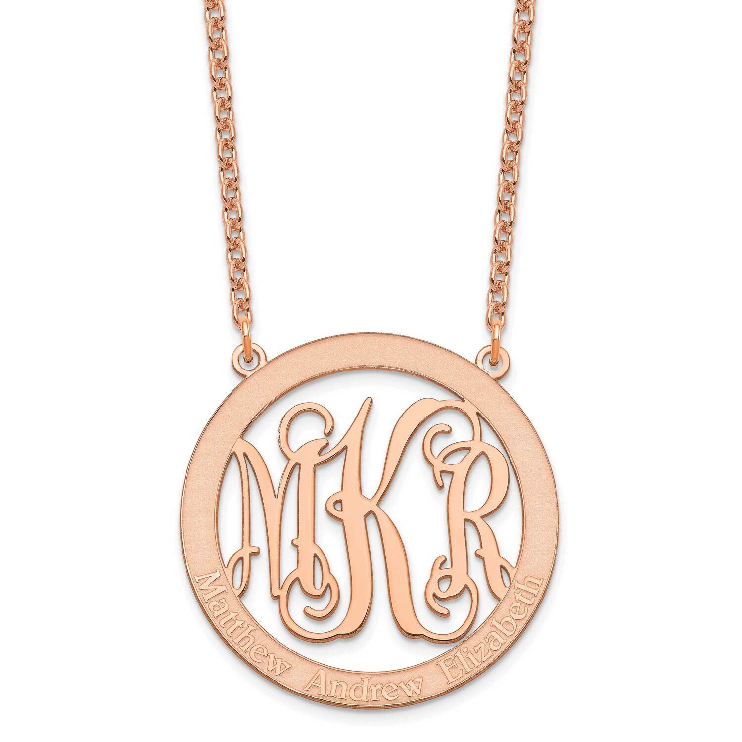 Large Family Monogram Necklace Sterling Silver Rose-plated XNA570RP