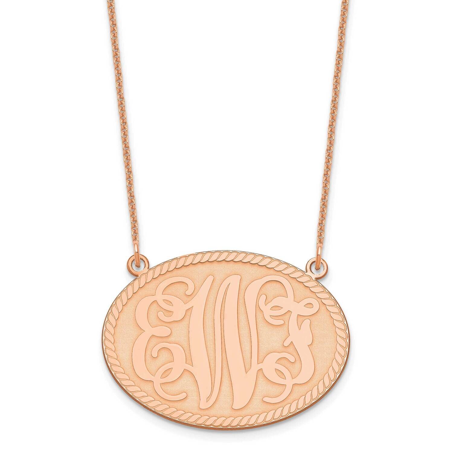 Brushed Monogram Necklace 14k Rose Gold Large XNA576R, MPN: XNA576R,