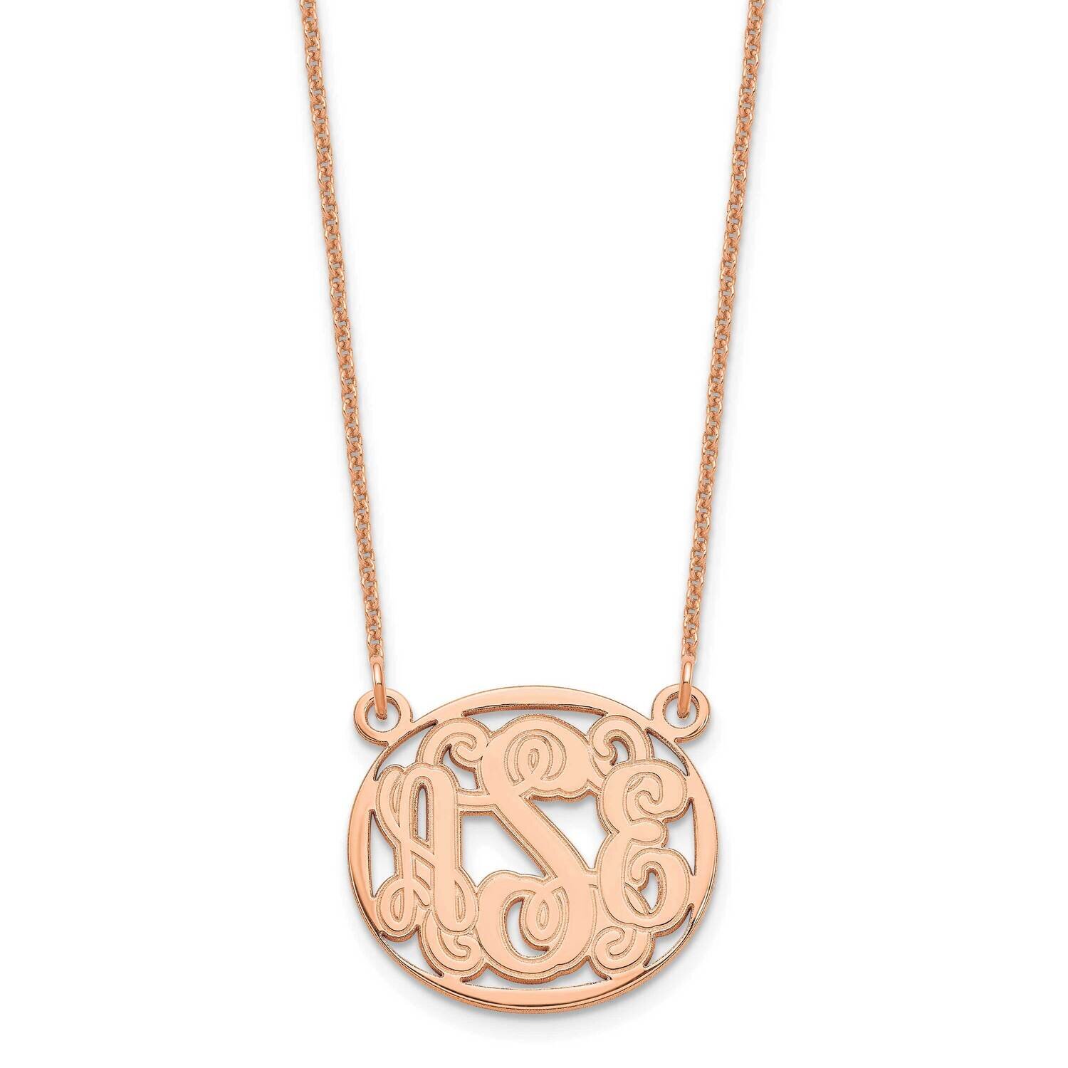 Etched Outline Oval Monogram Necklace 14k Rose Gold XNA579R, MPN: XNA579R,