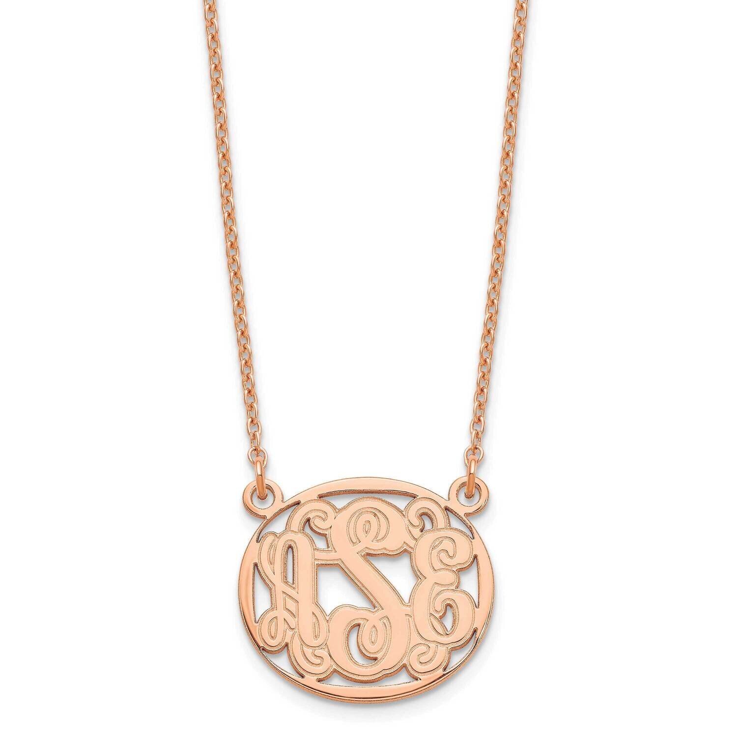 Etched Outline Oval Monogram Necklace Sterling Silver Rose-plated XNA579RP