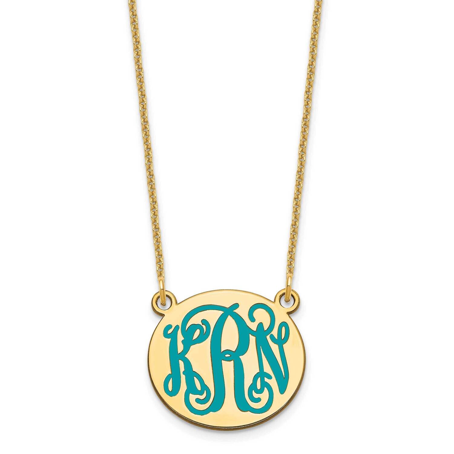 Small Polished Epoxied Letter Circle Monogram Necklace 14k Gold XNA583Y, MPN: XNA583Y,