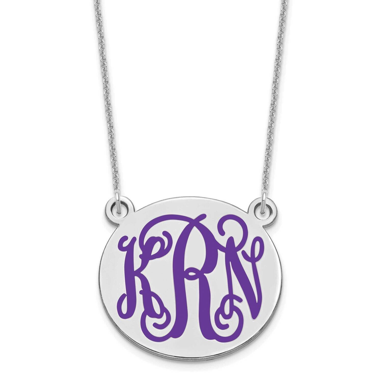 Medium Polished Epoxied Letter Circle Monogram Necklace 14k White Gold XNA584W, MPN: XNA584W,