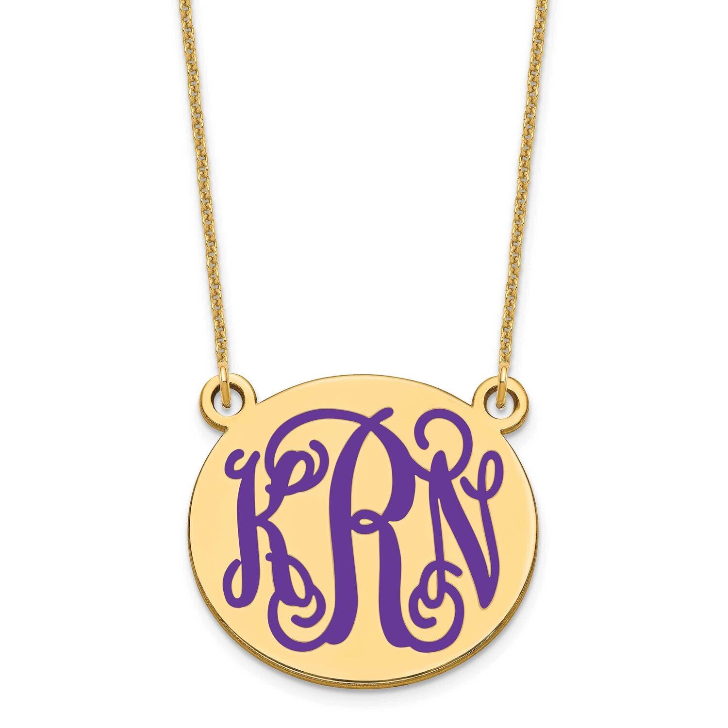 Medium Polished Epoxied Letter Circle Monogram Necklace 14k Gold XNA584Y, MPN: XNA584Y,