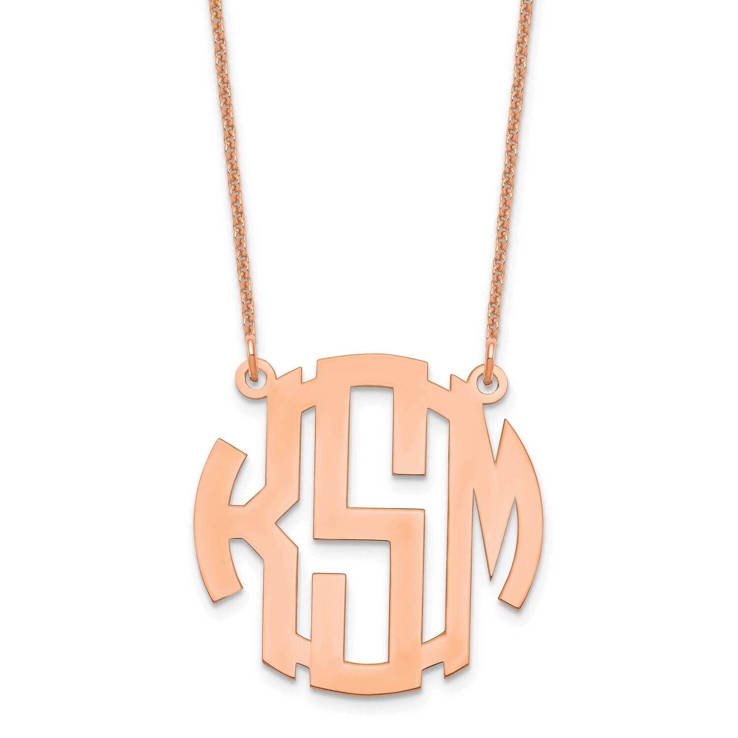Block Letter Circle Monogram Necklace 14k Rose Gold Small XNA588R, MPN: XNA588R,