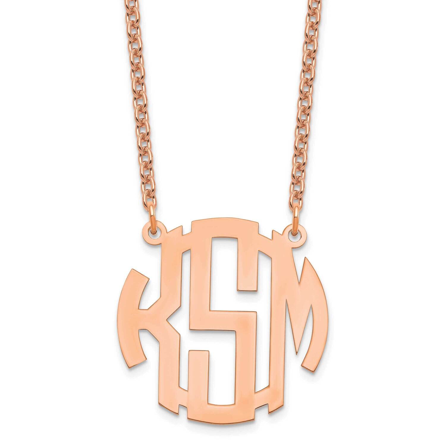 Small Block Letter Circle Monogram Necklace Sterling Silver Rose-plated XNA588RP, MPN: XNA588RP,