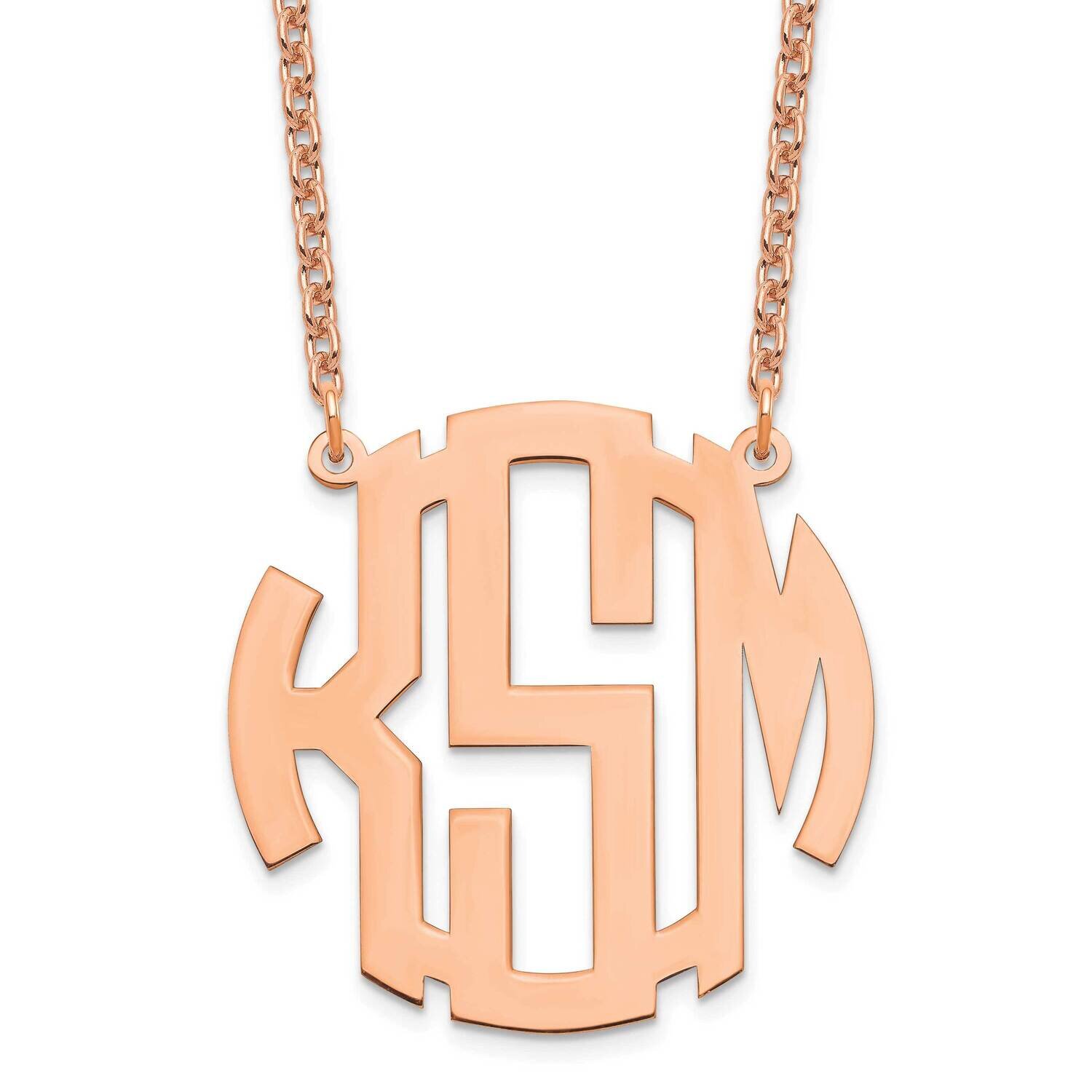 Ss Rose-Plated Medium Block Letter Circle Monogram Necklace XNA589RP, MPN: XNA589RP,