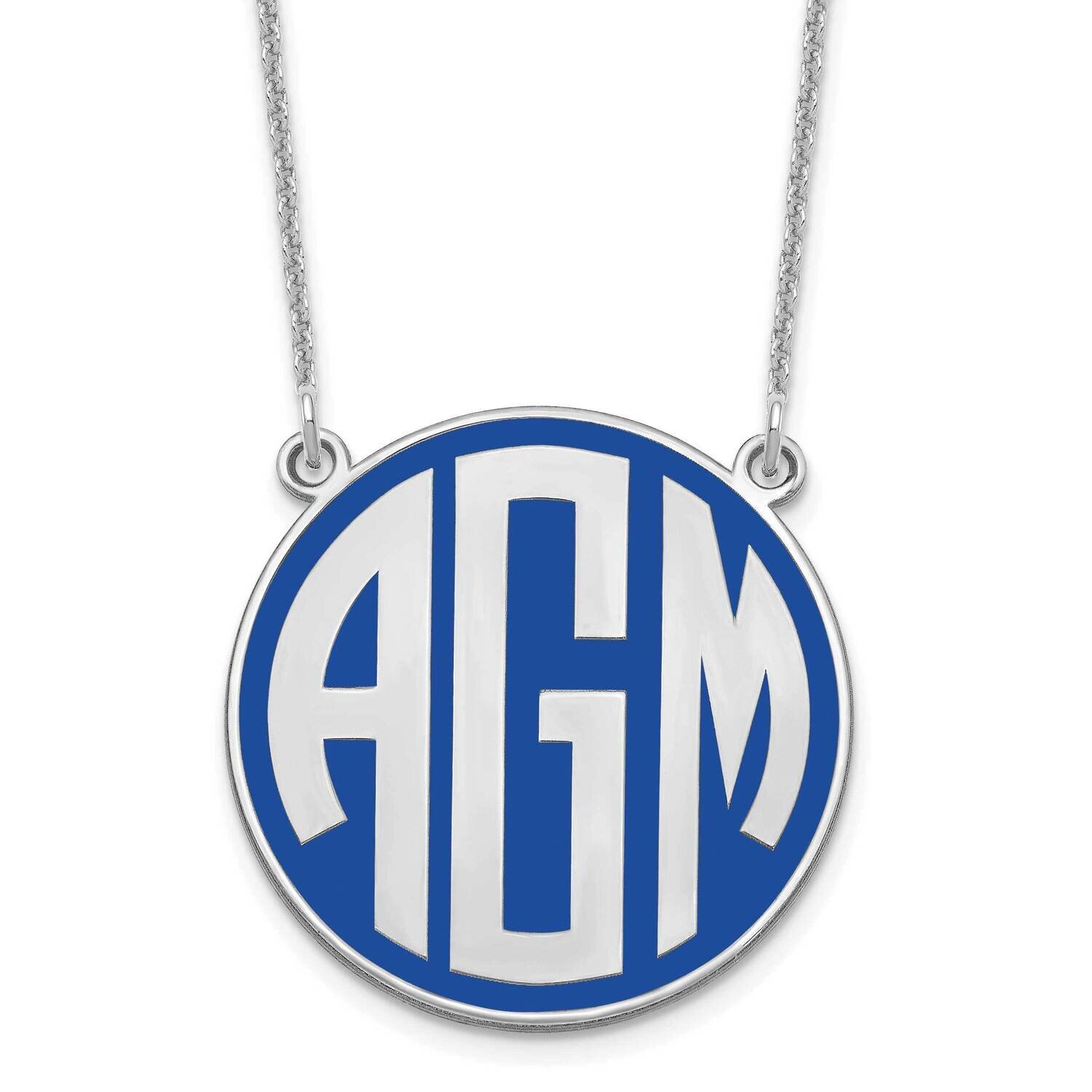 Epoxied Block Letter Circle Monogram Necklace 14k White Gold XNA592W, MPN: XNA592W,