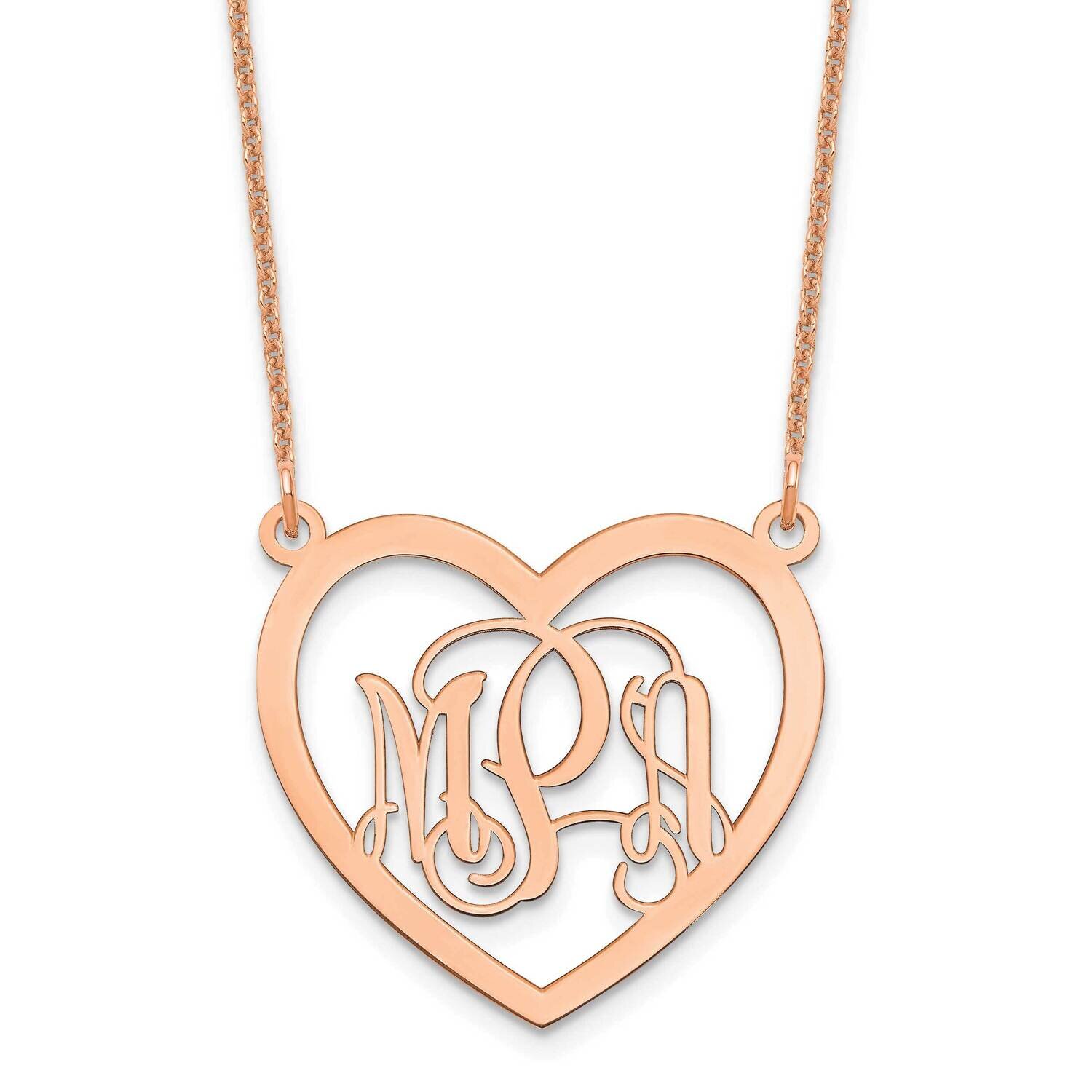 Heart Monogram Necklace 14k Rose Gold Polished XNA595R