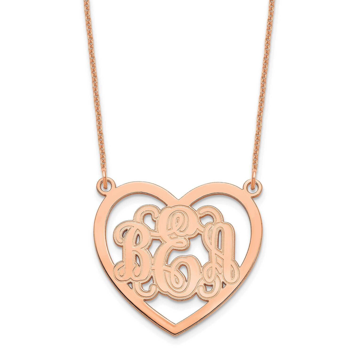 Etched Heart Monogram Necklace 14k Rose Gold XNA597R