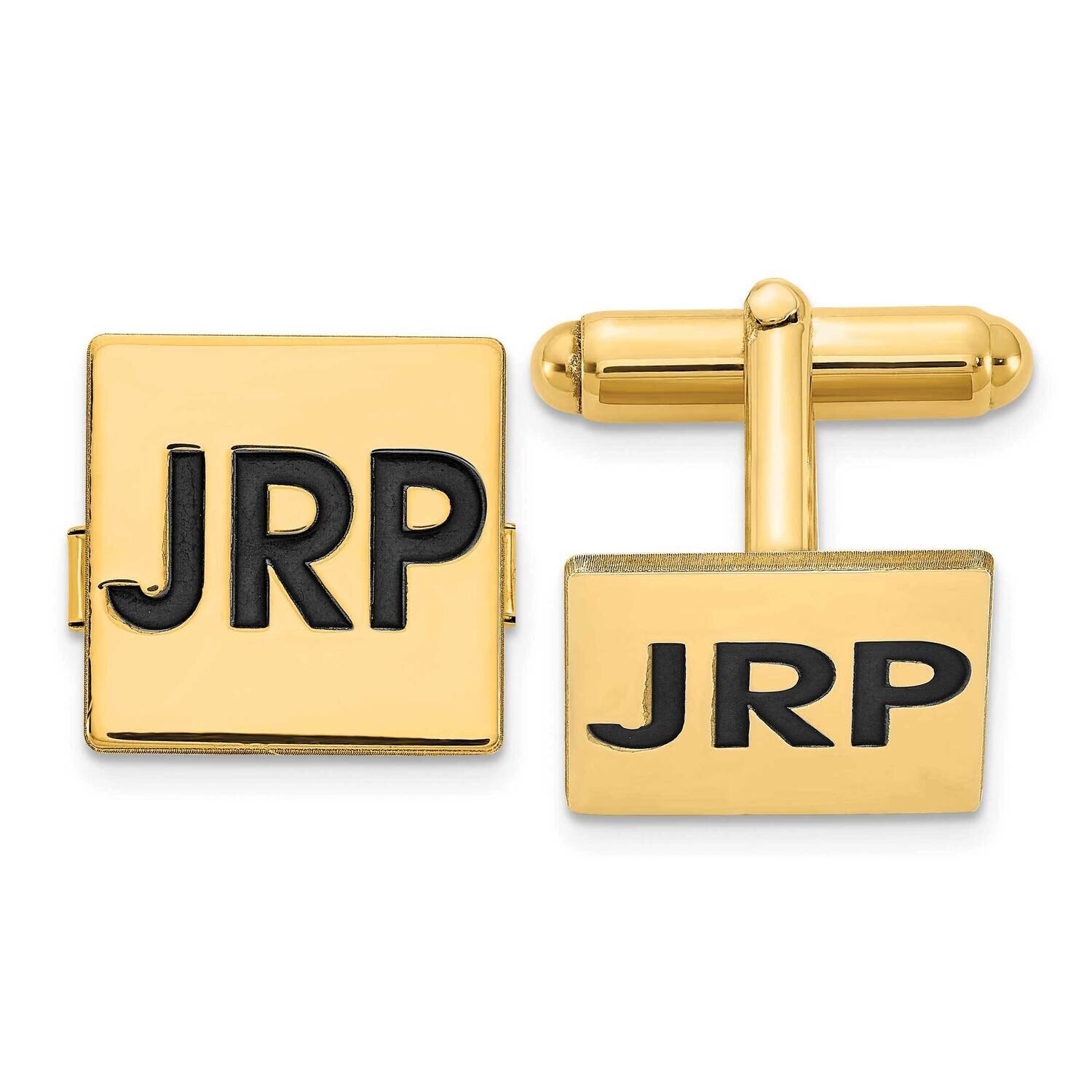 Square Epoxied Letters Monogram Cufflinks Gold-plated Sterling Silver XNA613GP