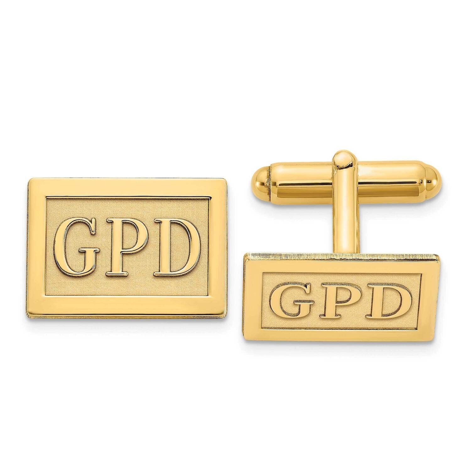 Rectangle Raised Letters Monogram Cufflinks Gold-plated Sterling Silver XNA614GP