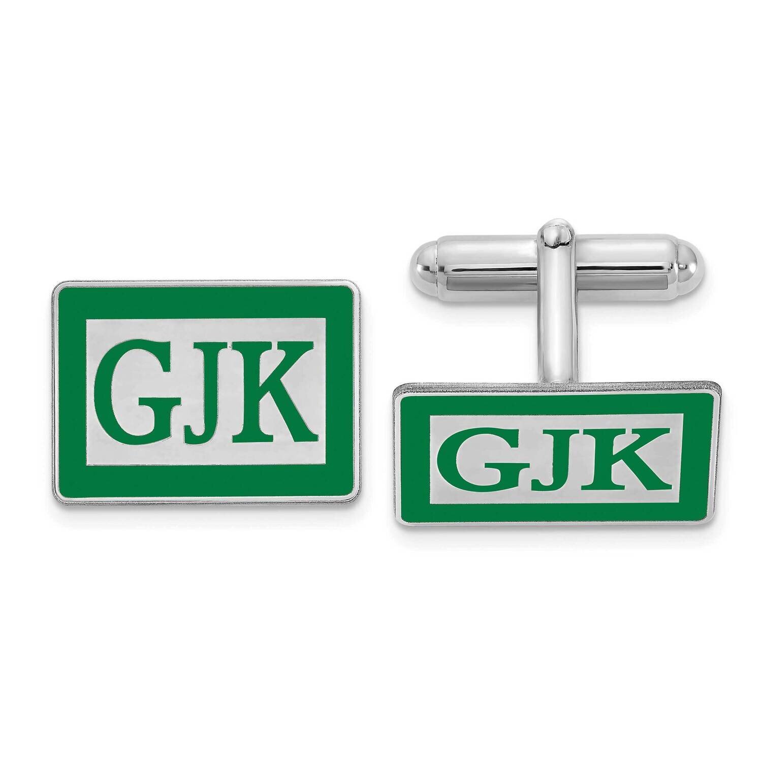 Rectangle Epoxied Letters Monogram Cufflinks Sterling Silver Rhodium-plated XNA616SS