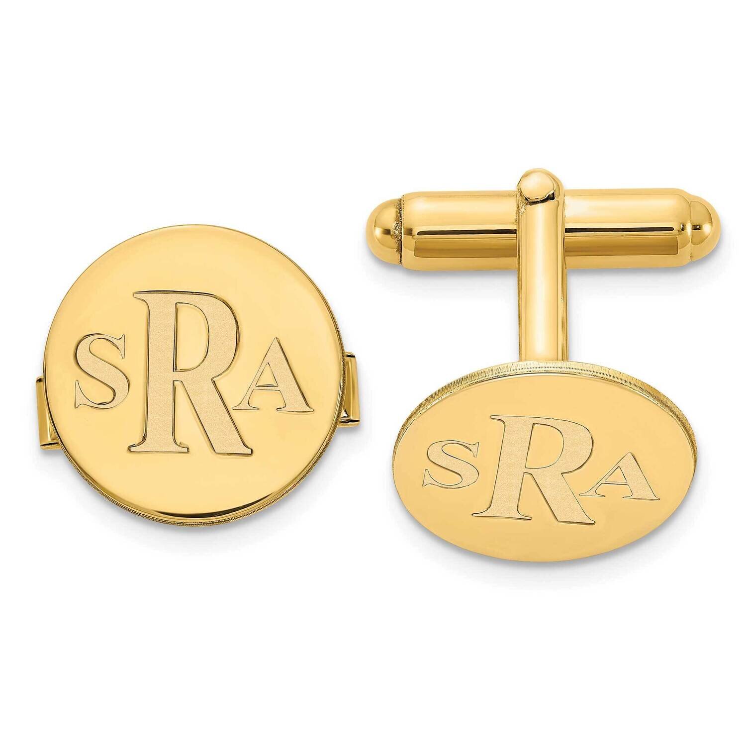 Circle Recessed Letters Monogram Cufflinks Gold-plated Sterling Silver XNA617GP