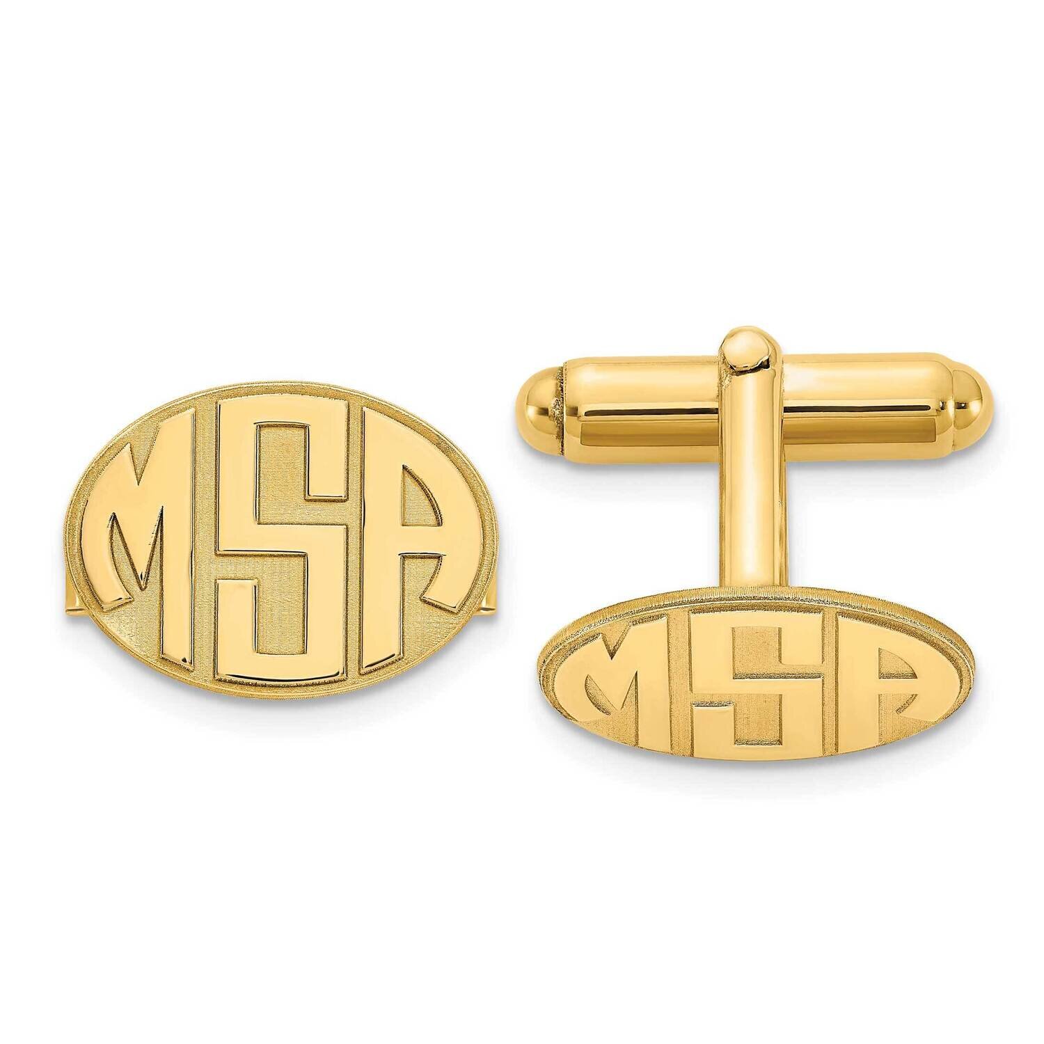 Oval Raised Letters Monogram Cufflinks Sterling Silver Gold-plated XNA620GP