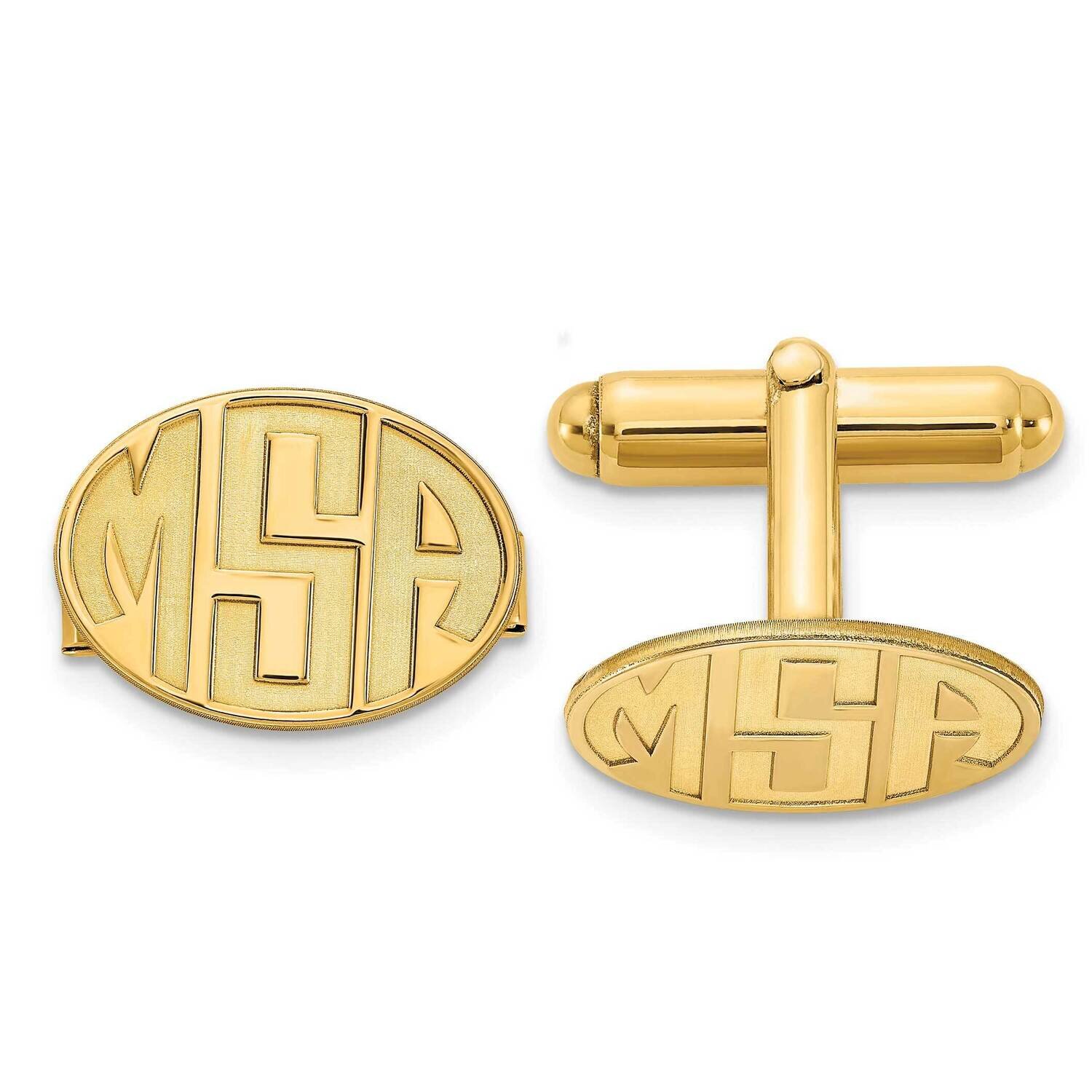  Solid 14k Yellow Gold Recessed Letters Circle Monogram