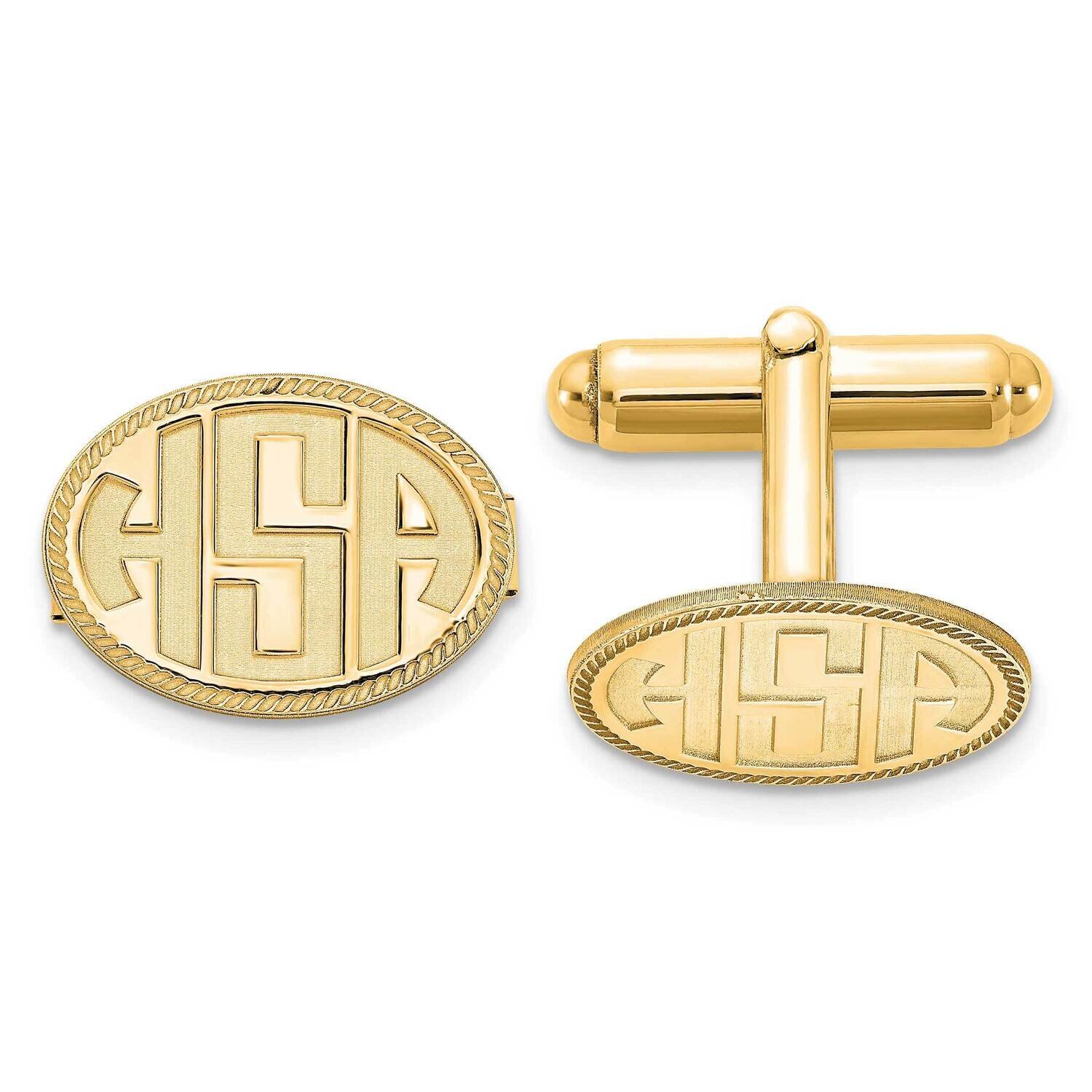 Oval with Boarder Recessed Letters Monogram Cufflinks Gold-plated Sterling Silver XNA624GP