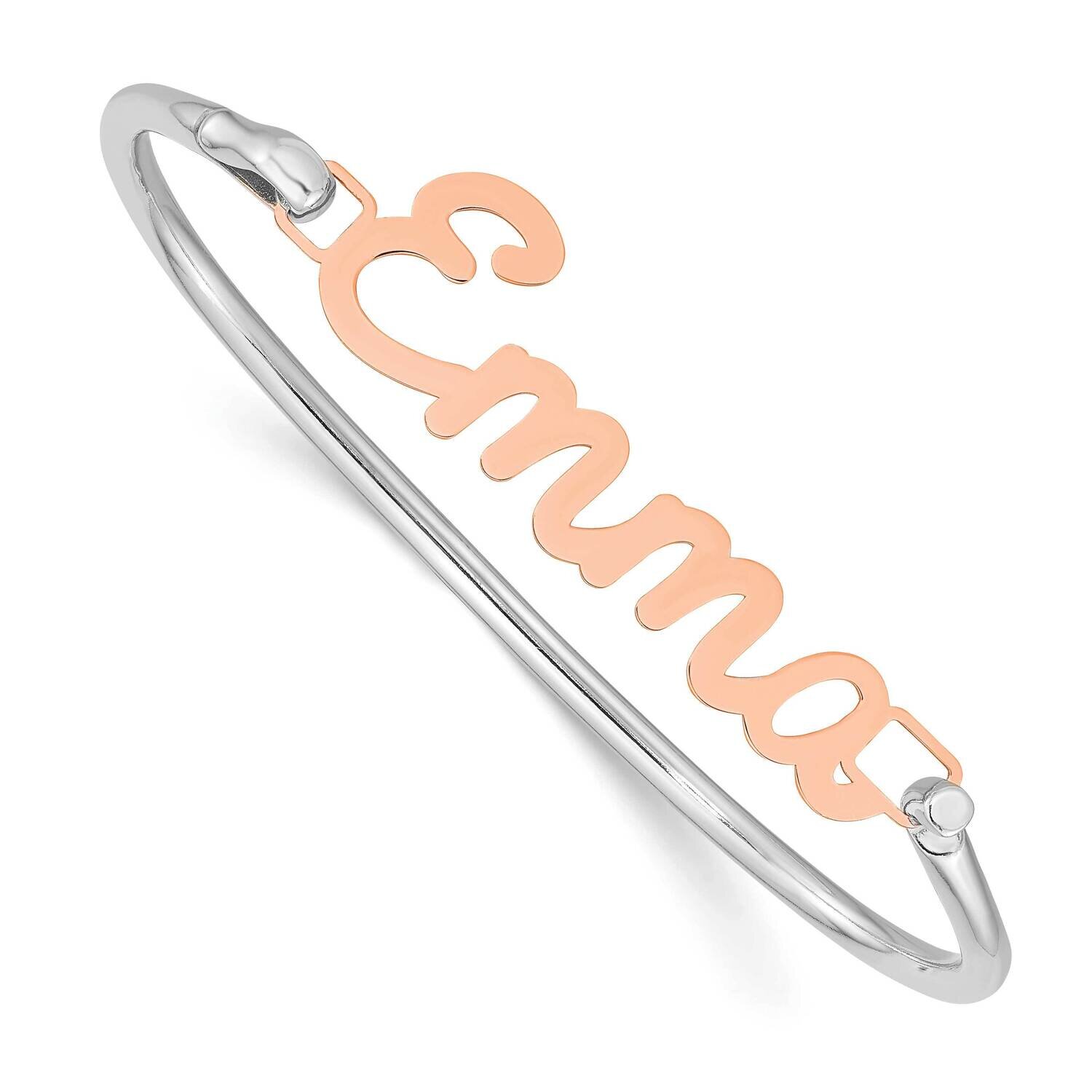 Polished Name Plate On Sterling Silver Bangle Sterling Silver Rose-plated XNA628RP