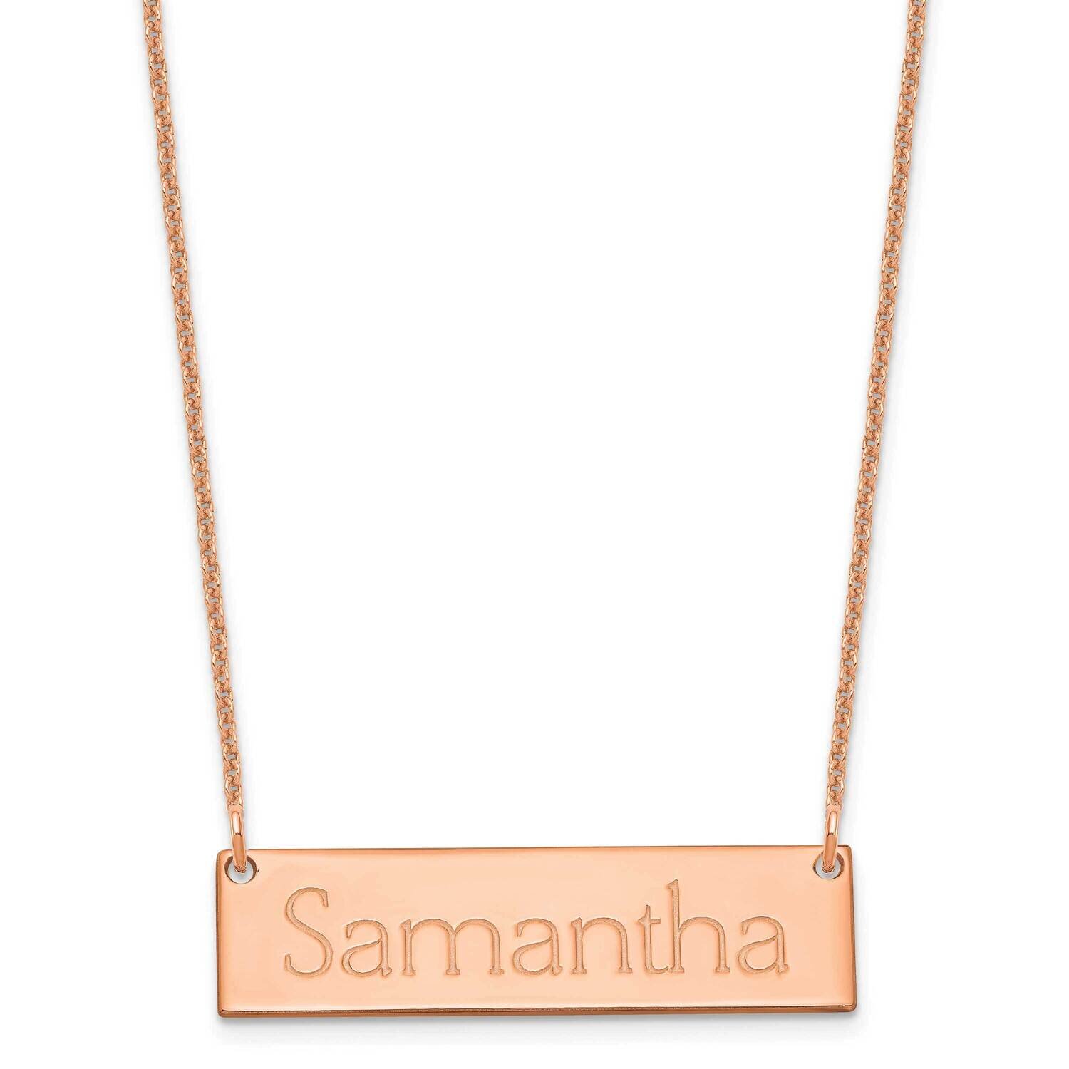 Polished Name Bar Necklace 14k Rose Gold Small XNA647R