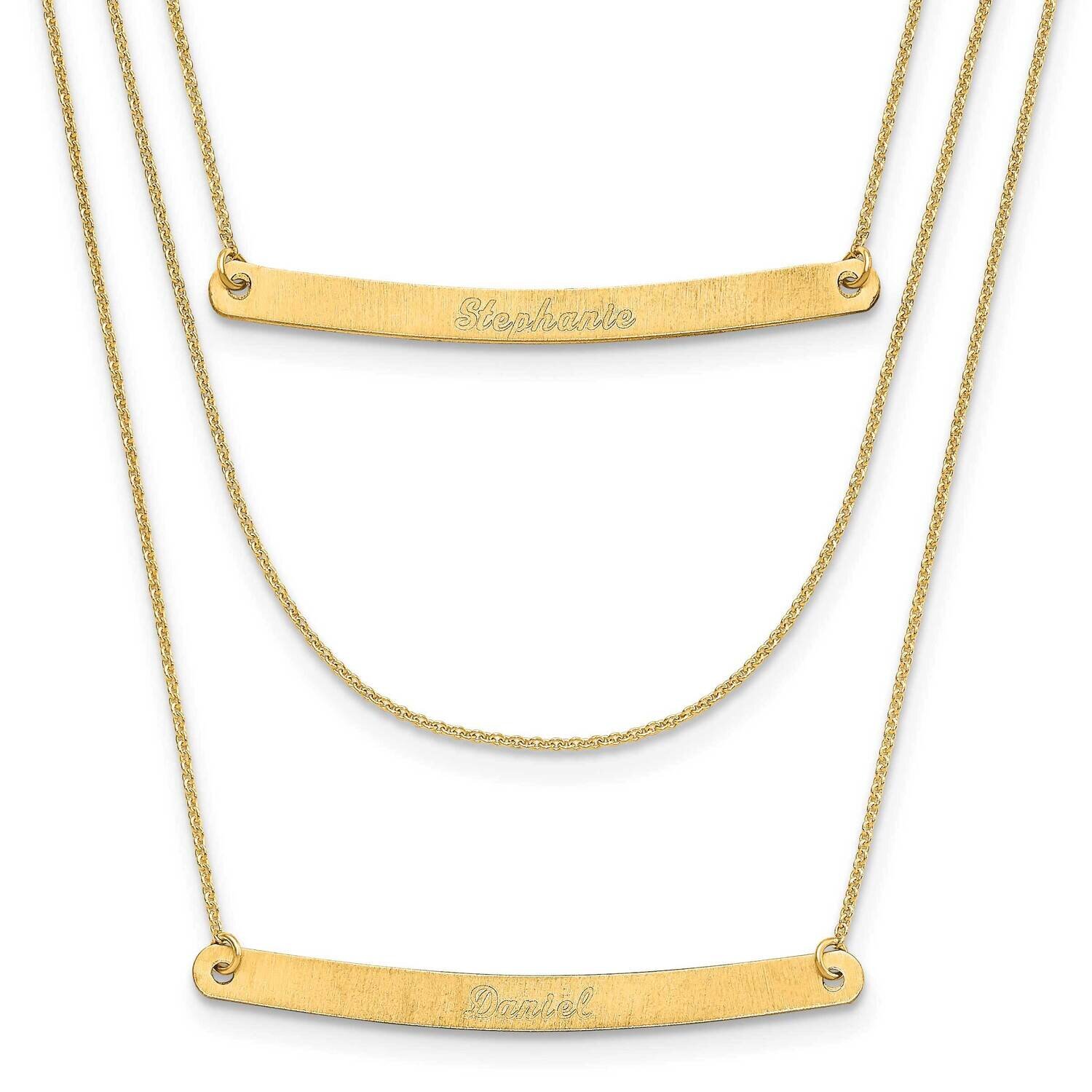 3 Chain with 2 Bars Necklace 14k Gold Brushed XNA652Y