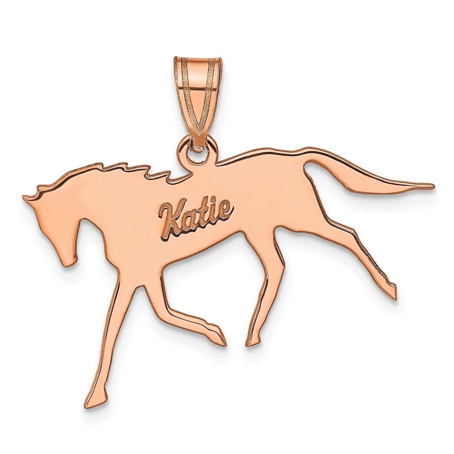 Personalized Horse Pendant 14k Rose Gold XNA690R