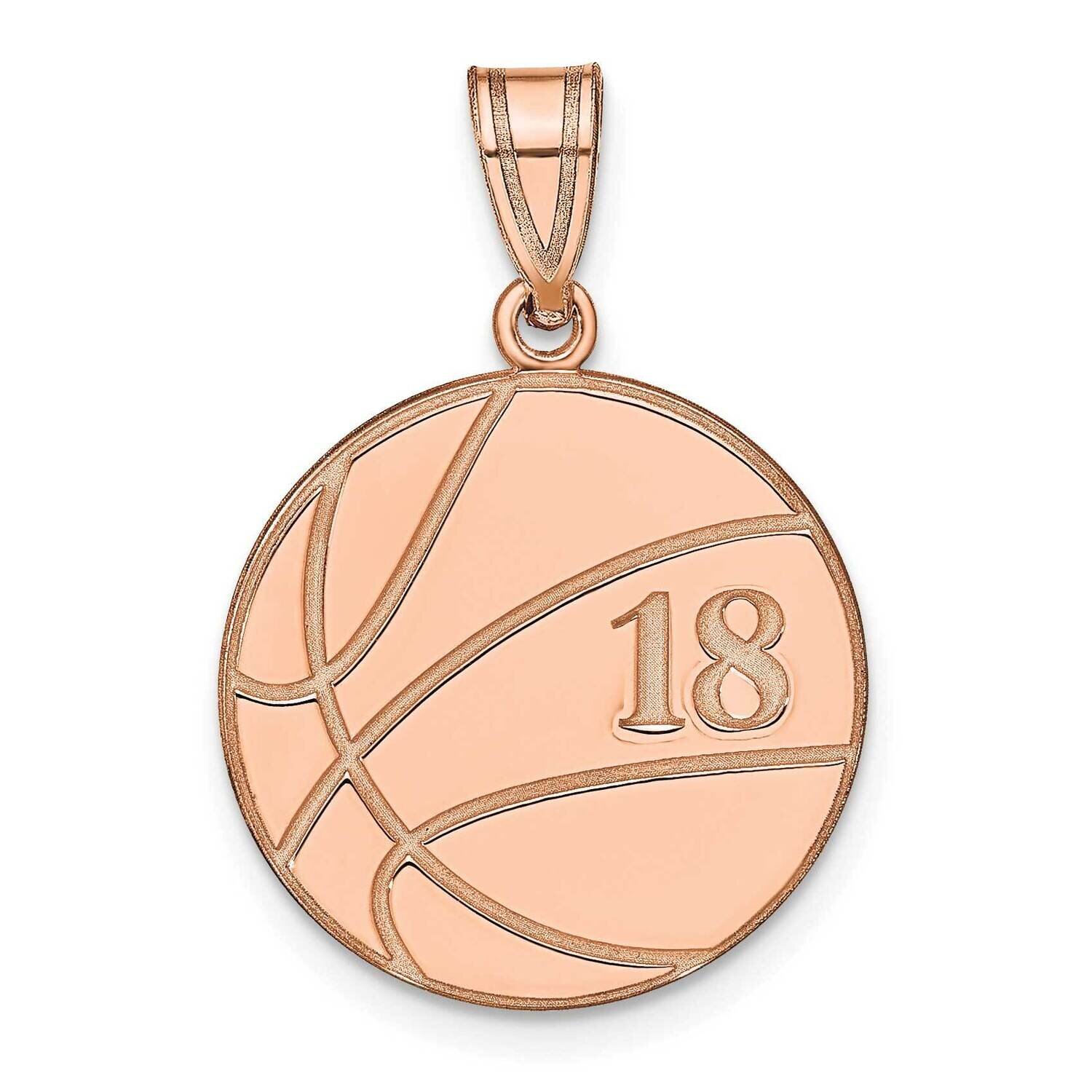 Personalized Basketball Pendant Sterling Silver Rose-plated XNA695RP