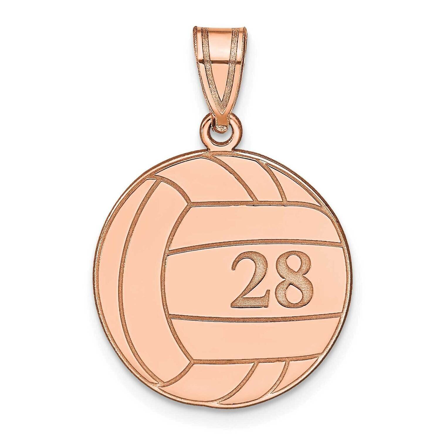 Personalized Volleyball Pendant Sterling Silver Rose-plated XNA696RP, MPN: XNA696RP,