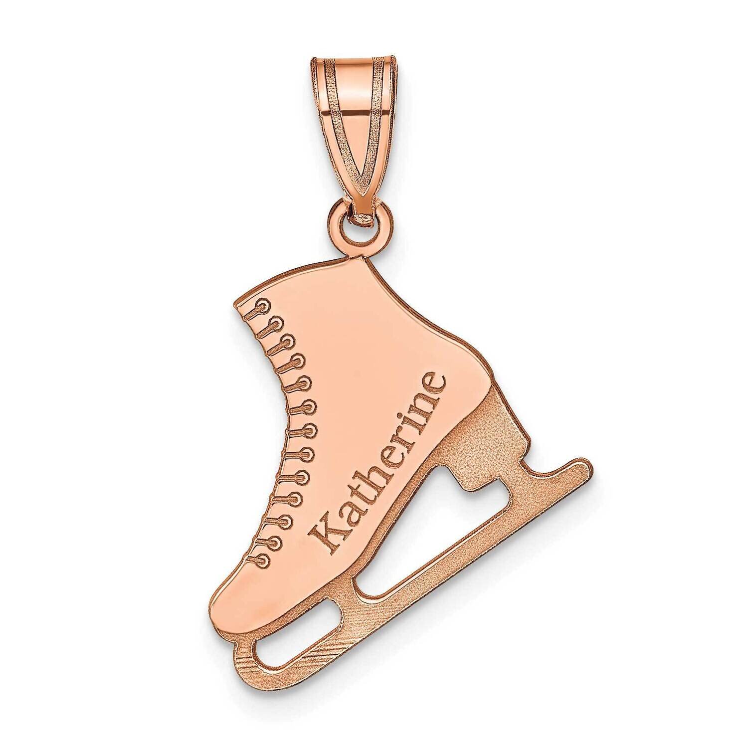 Personalized Ice Skate Pendant Sterling Silver Rose-plated XNA705RP
