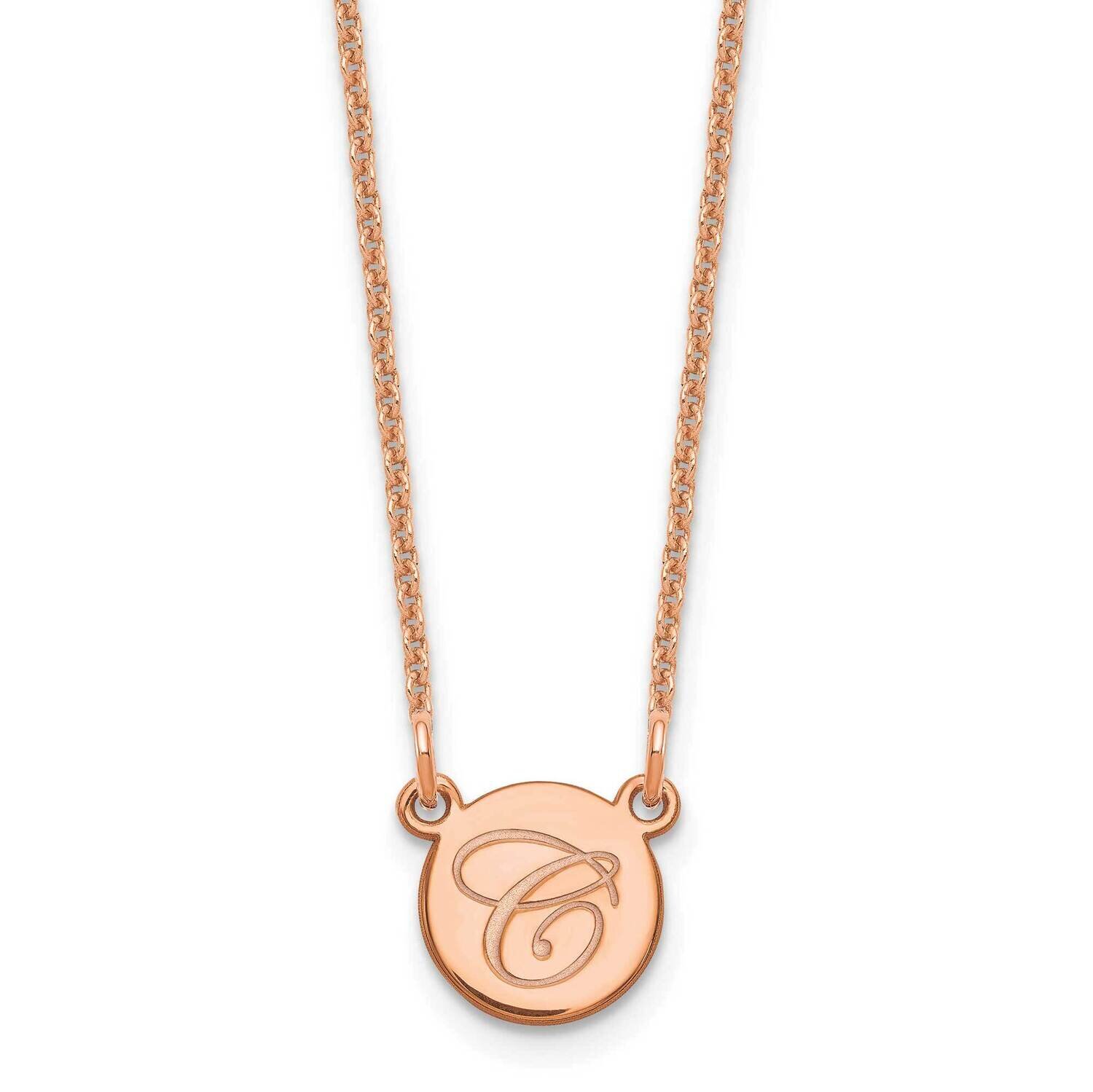Circle with Script Initial Necklace 14k Rose Gold Small XNA723R