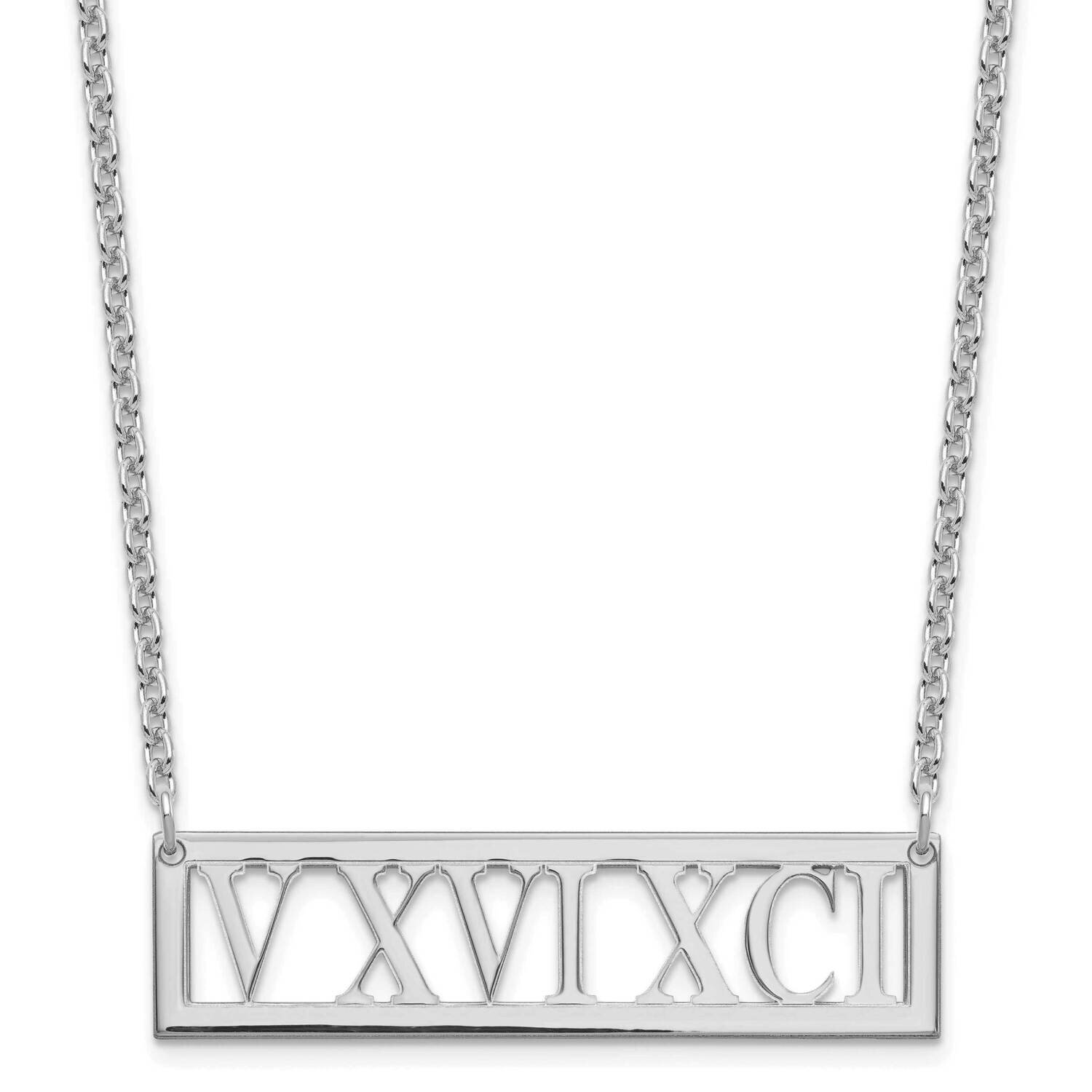 Roman Numeral Bar Necklace Sterling Silver Rhodium-plated XNA729SS