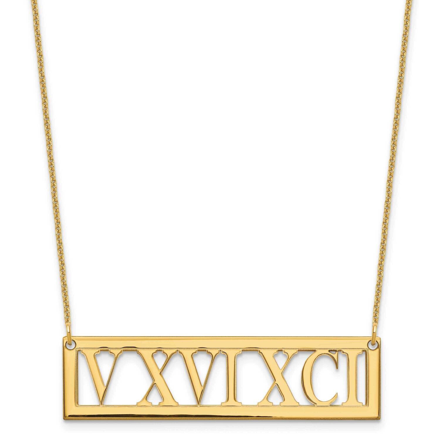 Roman Numeral Bar Necklace 14k Gold XNA729Y