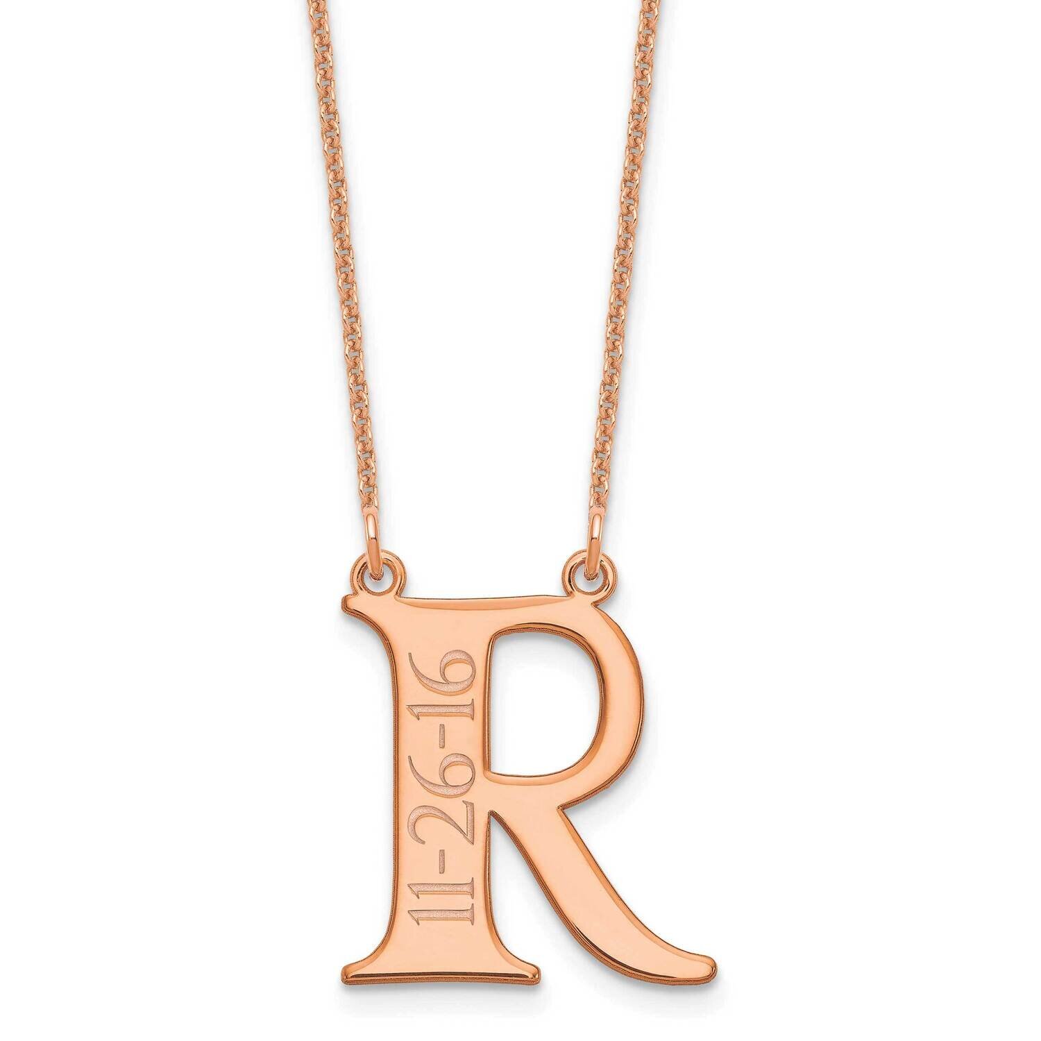Initial with Date Necklace 14k Rose Gold XNA755R