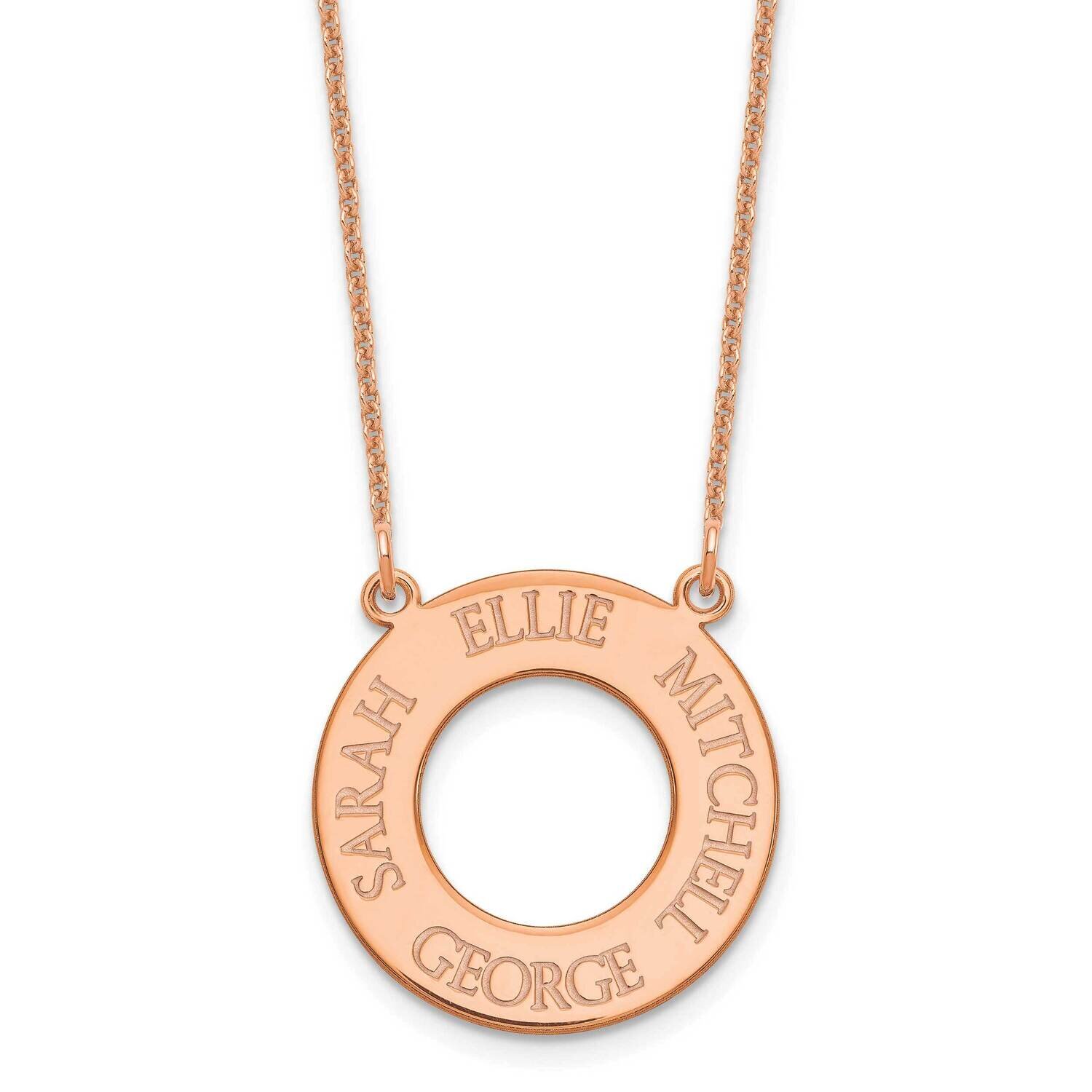 Open Circle with 4 Names Necklace 14k Rose Gold XNA758R