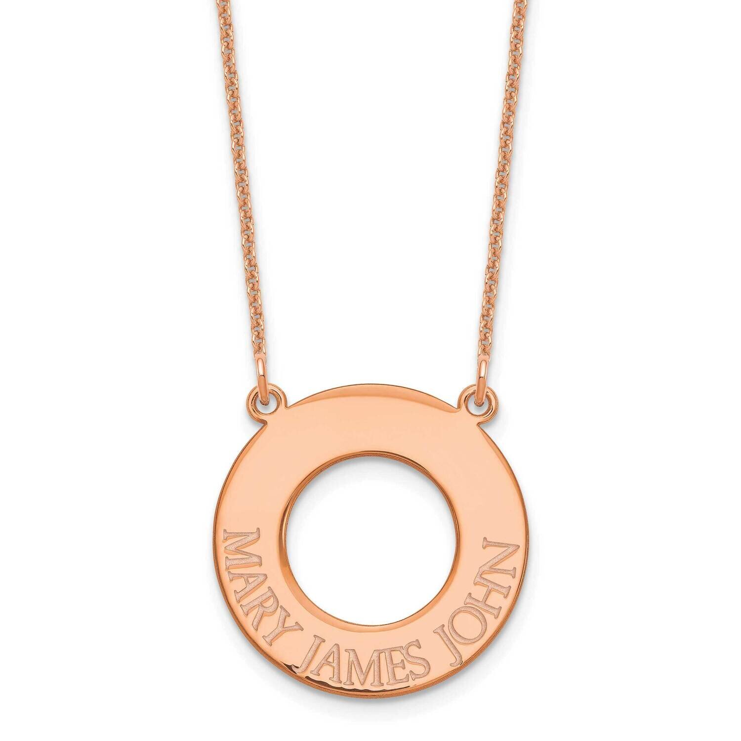 Open Circle with 3 Names Necklace 14k Rose Gold XNA759R