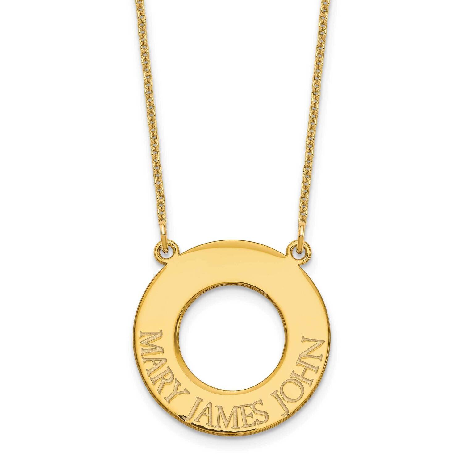 Open Circle with 3 Names Necklace 14k Gold XNA759Y