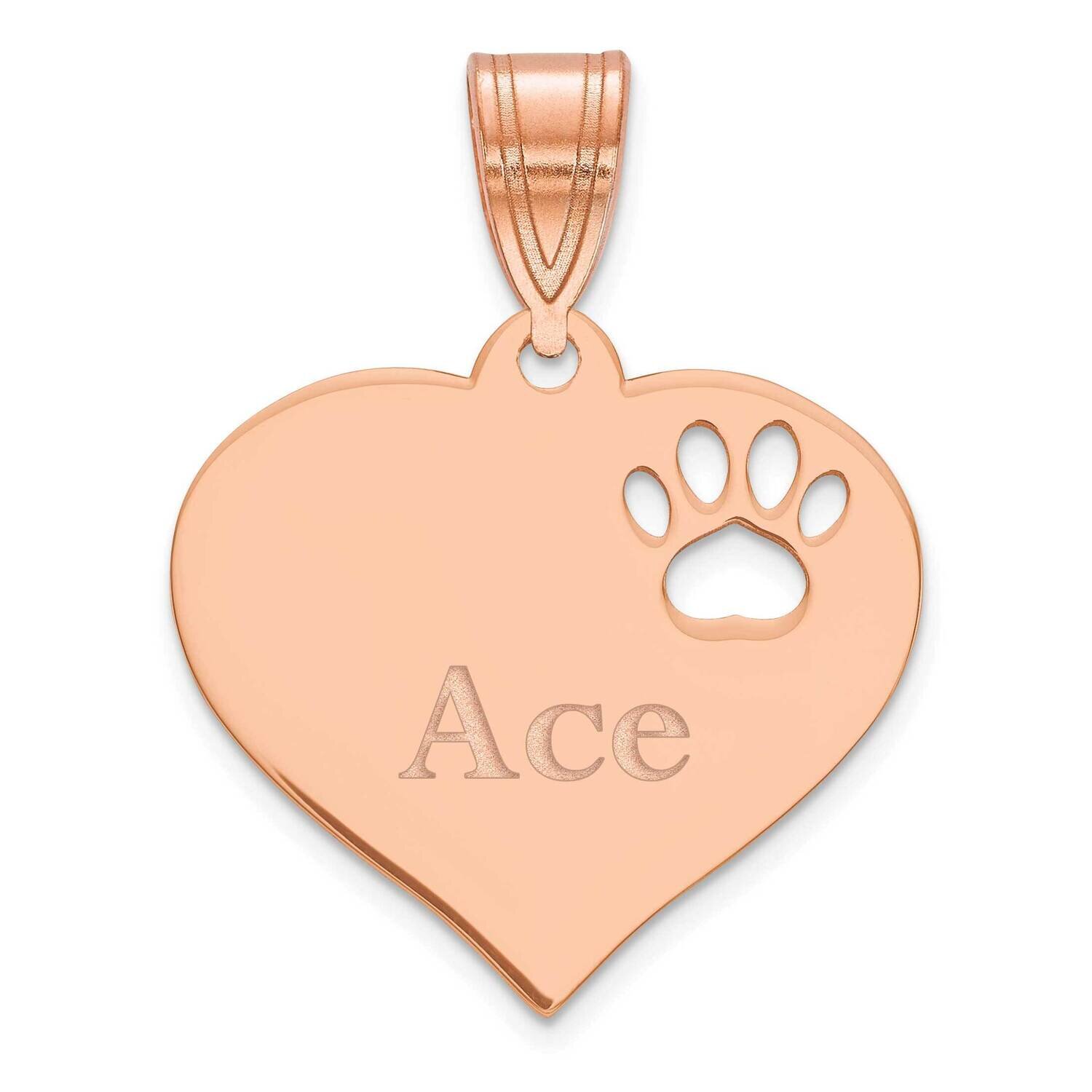 Personalized Heart with Paw Print Cut Out Pendant 14k Rose Gold XNA766R, MPN: XNA766R,