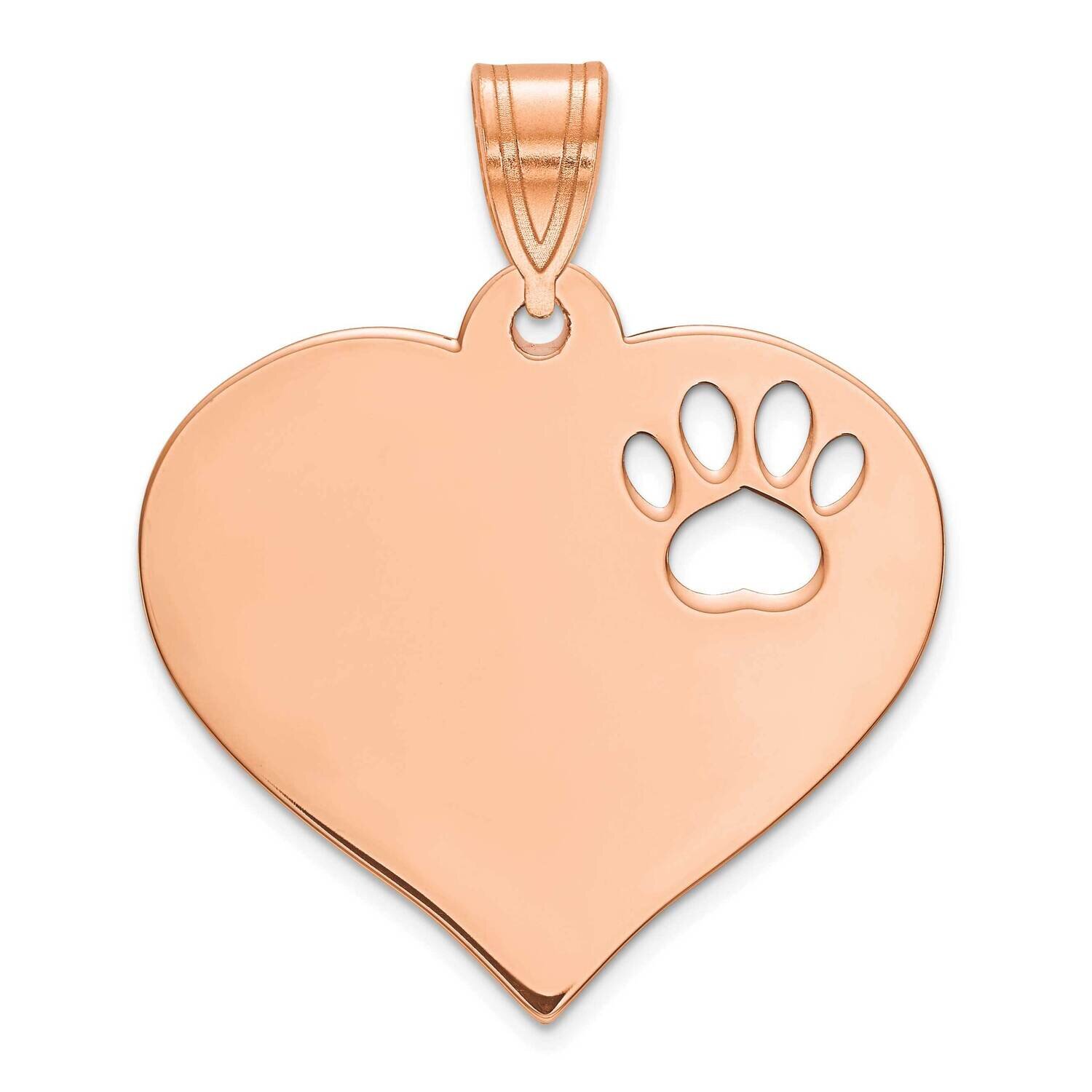 Heart with Cut Out Paw Print Pendant Sterling Silver Rose-plated XNA768RP, MPN: XNA768RP,