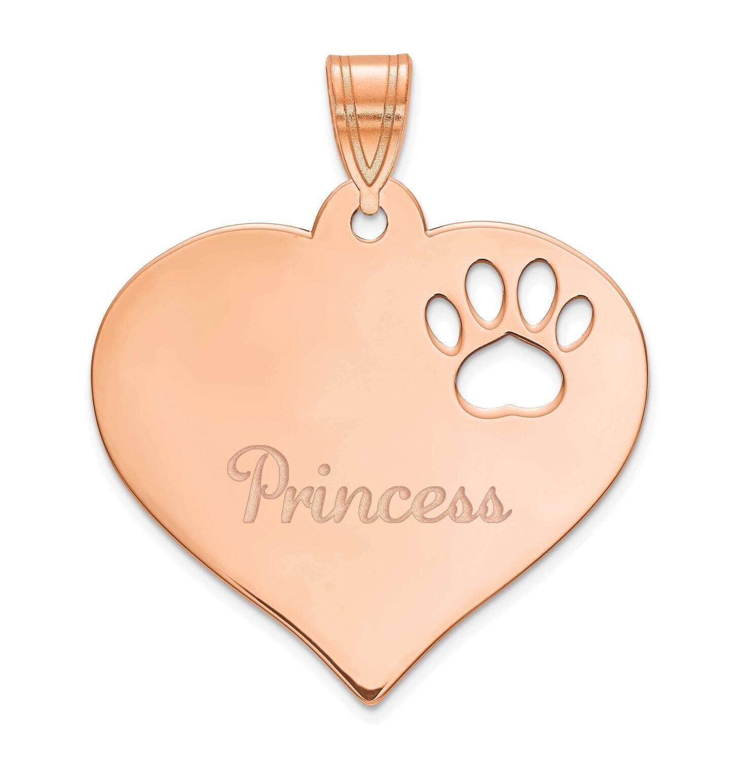 Heart with Cut Out Paw Print Pendant Sterling Silver Rose-plated XNA769RP